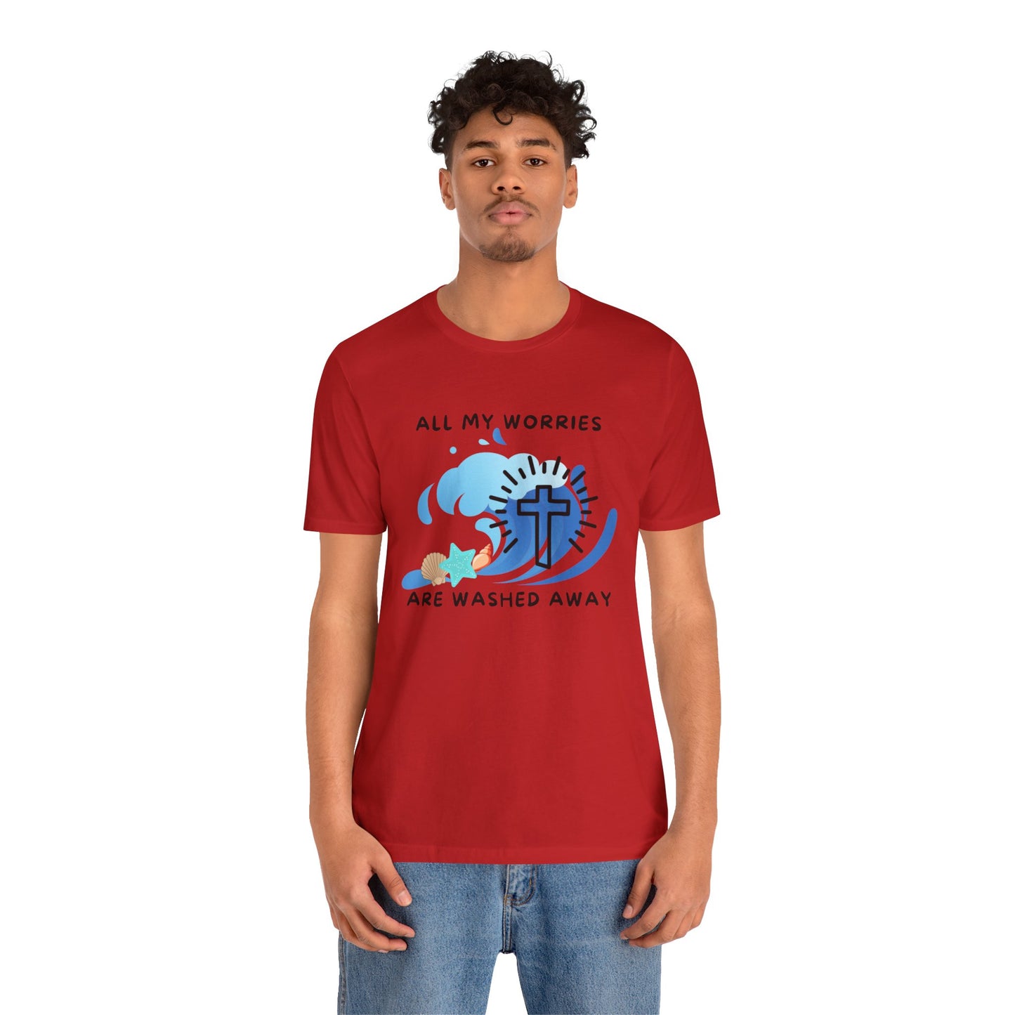 Christ Washed My Worries Away (Beach Theme) - T-Shirt