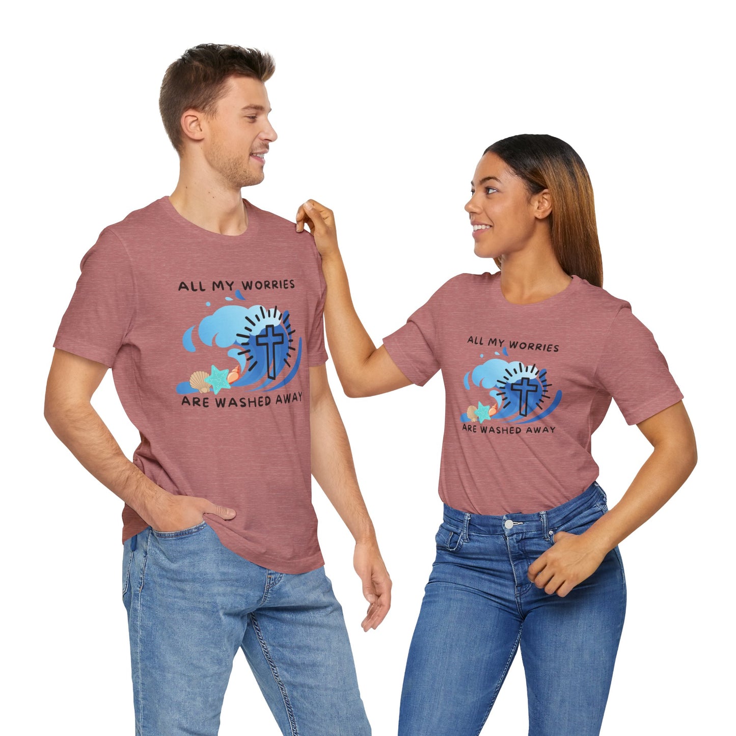 Christ Washed My Worries Away (Beach Theme) - T-Shirt