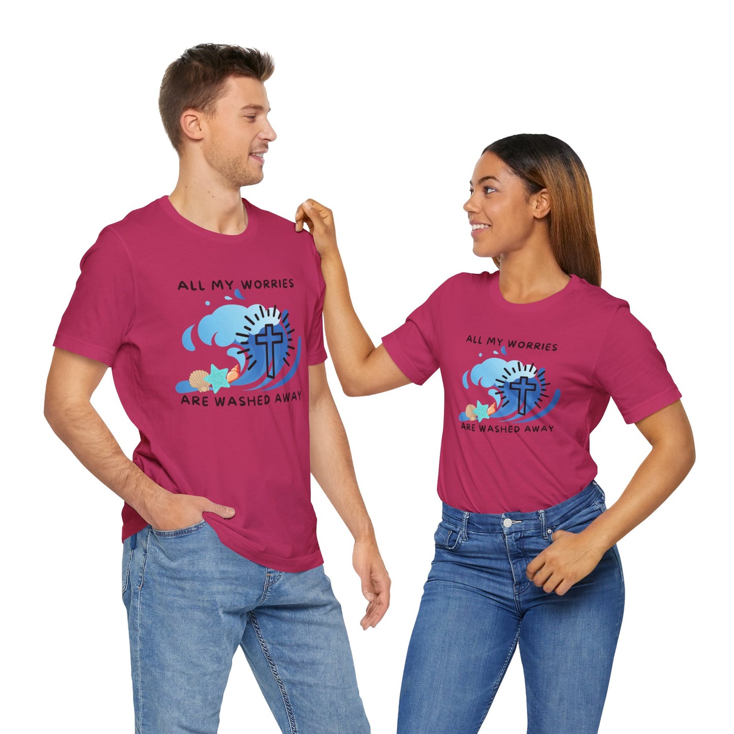 Christ Washed My Worries Away (Beach Theme) - T-Shirt