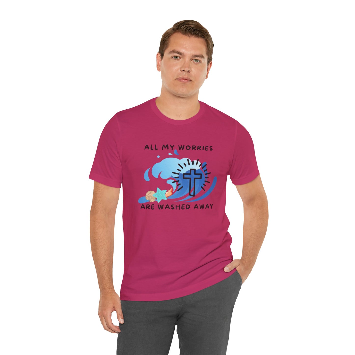 Christ Washed My Worries Away (Beach Theme) - T-Shirt