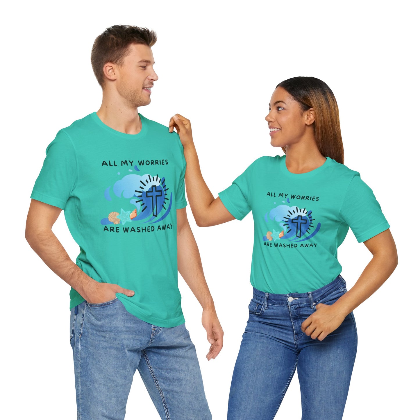 Christ Washed My Worries Away (Beach Theme) - T-Shirt