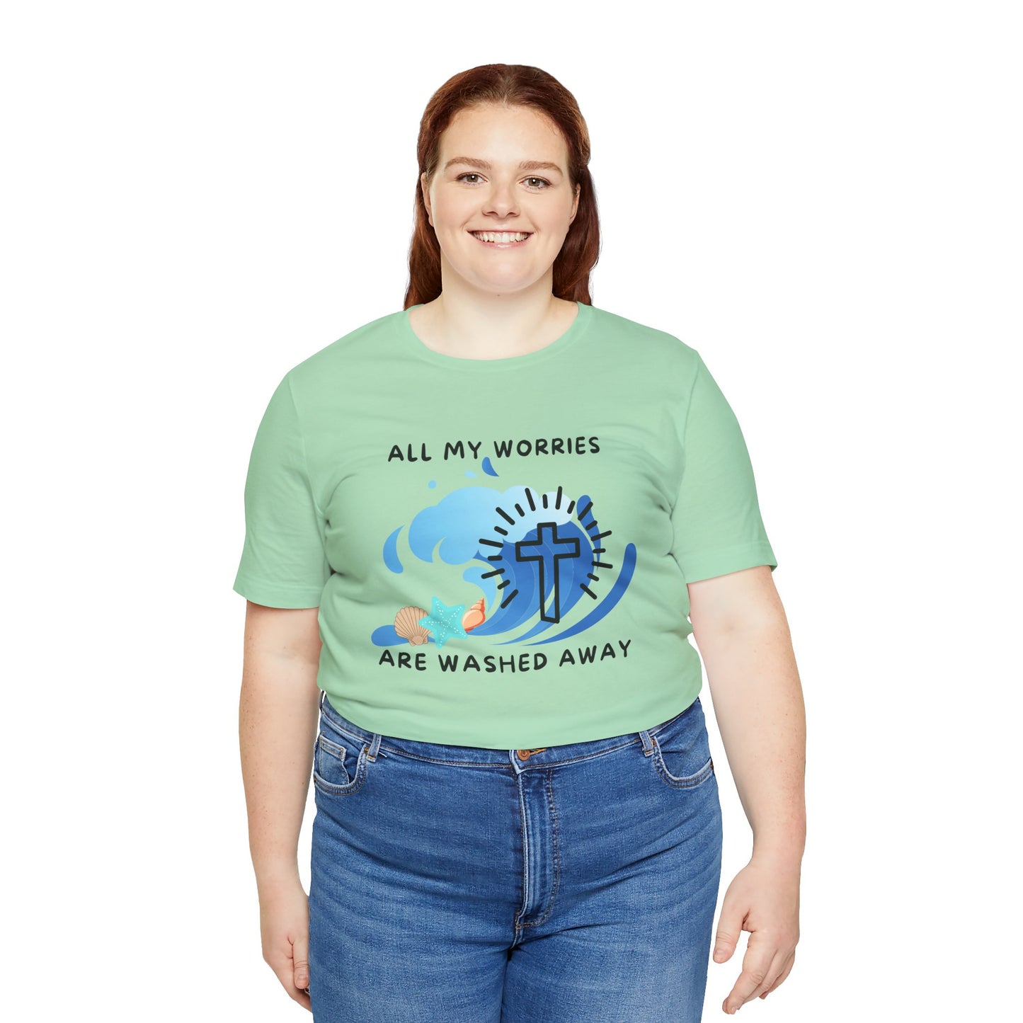 Christ Washed My Worries Away (Beach Theme) - T-Shirt