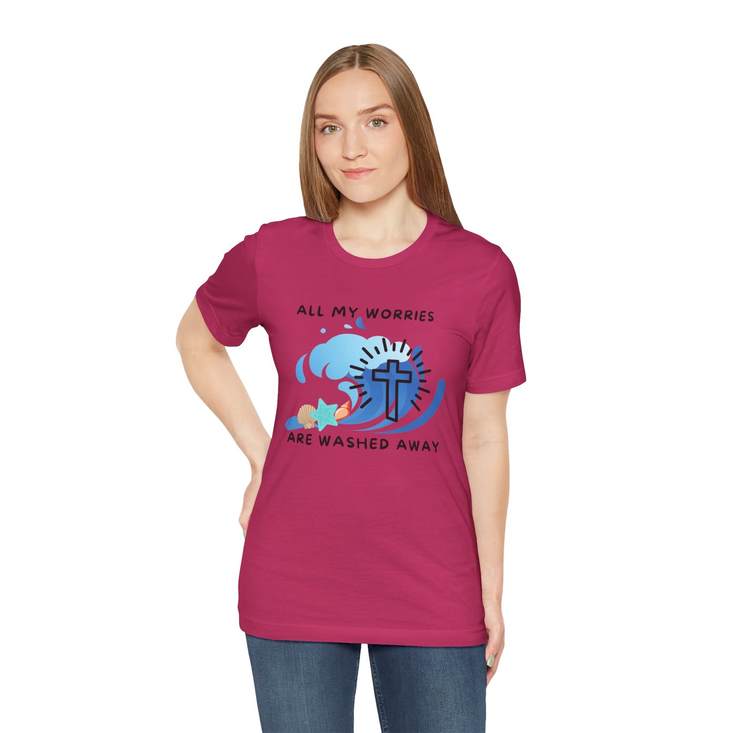 Christ Washed My Worries Away (Beach Theme) - T-Shirt