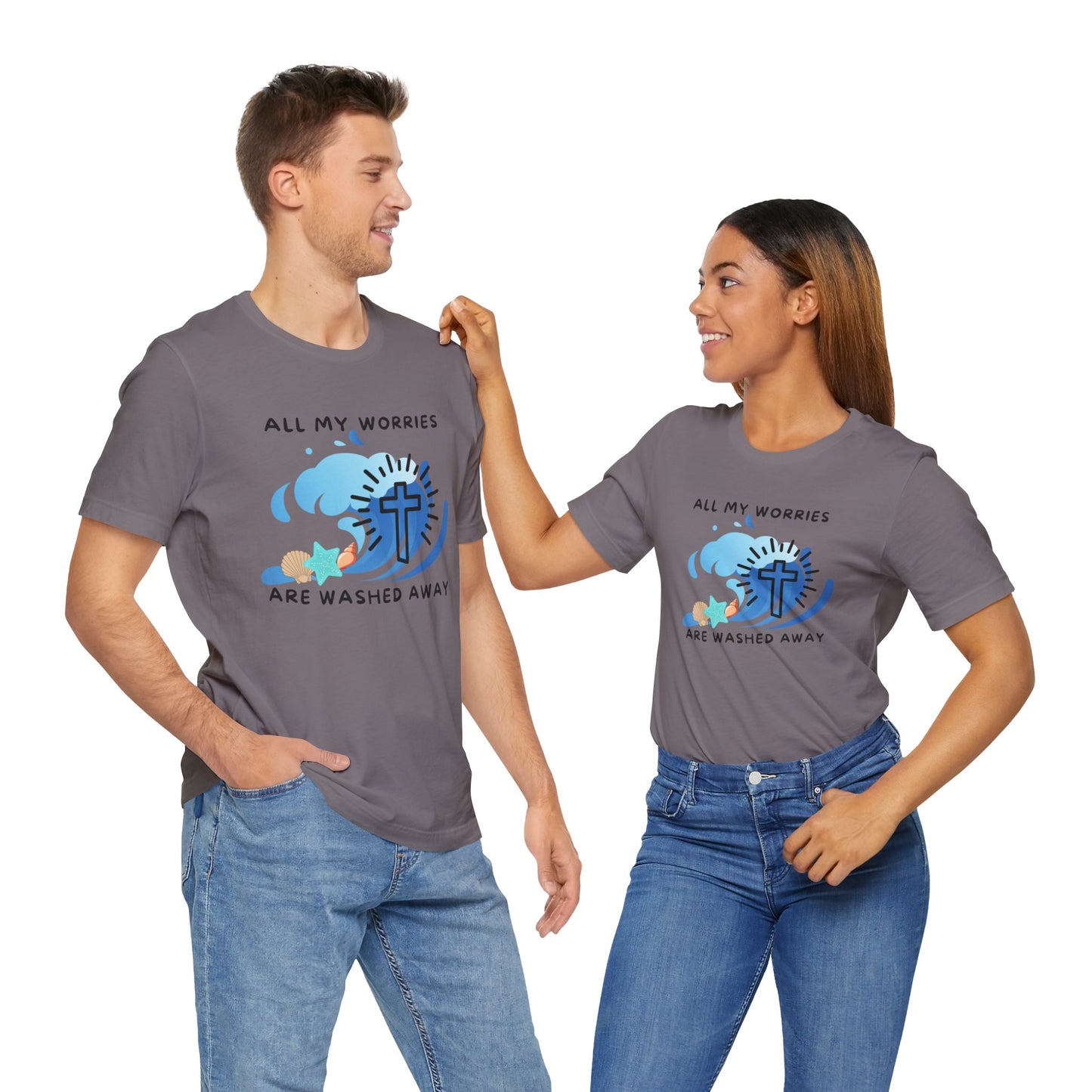 Christ Washed My Worries Away (Beach Theme) - T-Shirt