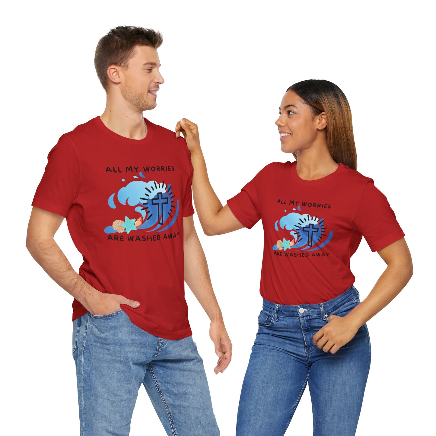 Christ Washed My Worries Away (Beach Theme) - T-Shirt
