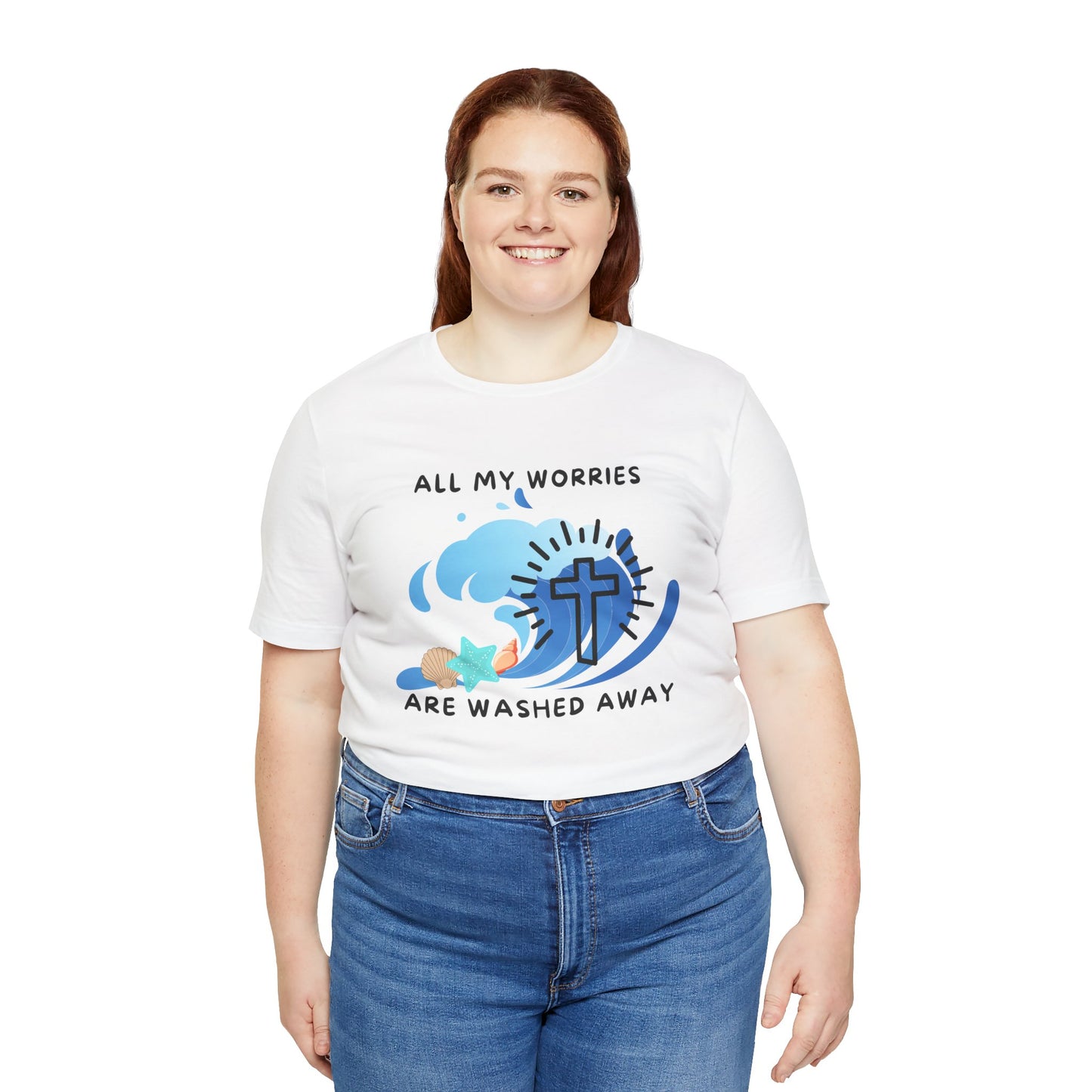 Christ Washed My Worries Away (Beach Theme) - T-Shirt