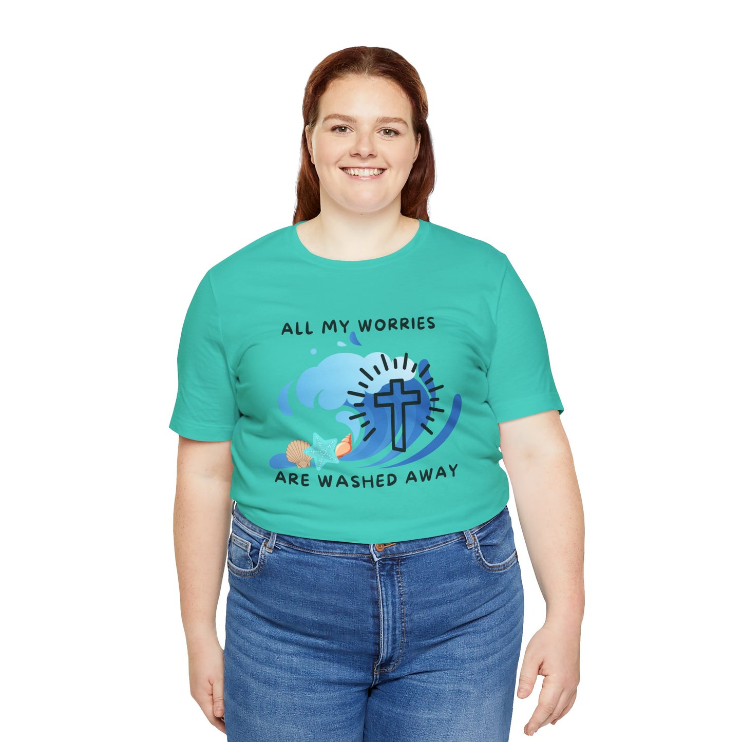 Christ Washed My Worries Away (Beach Theme) - T-Shirt