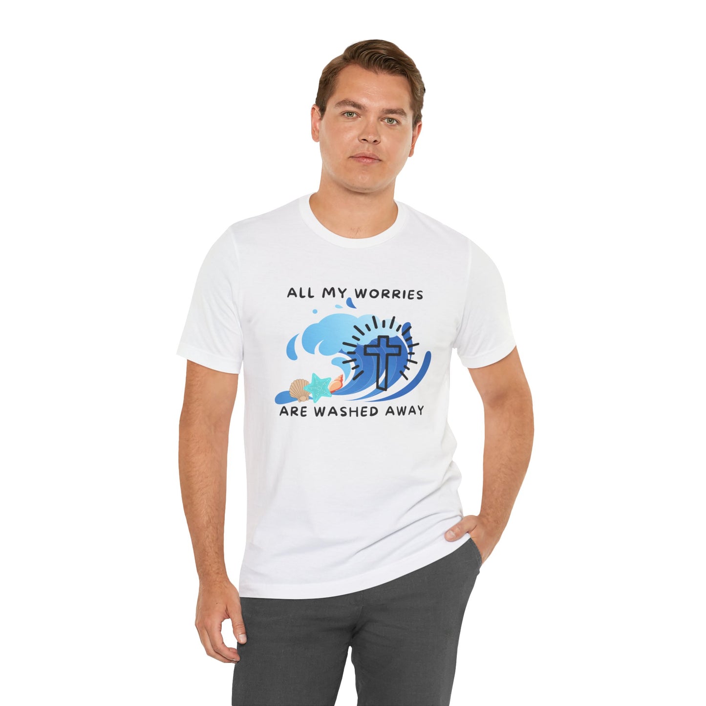 Christ Washed My Worries Away (Beach Theme) - T-Shirt