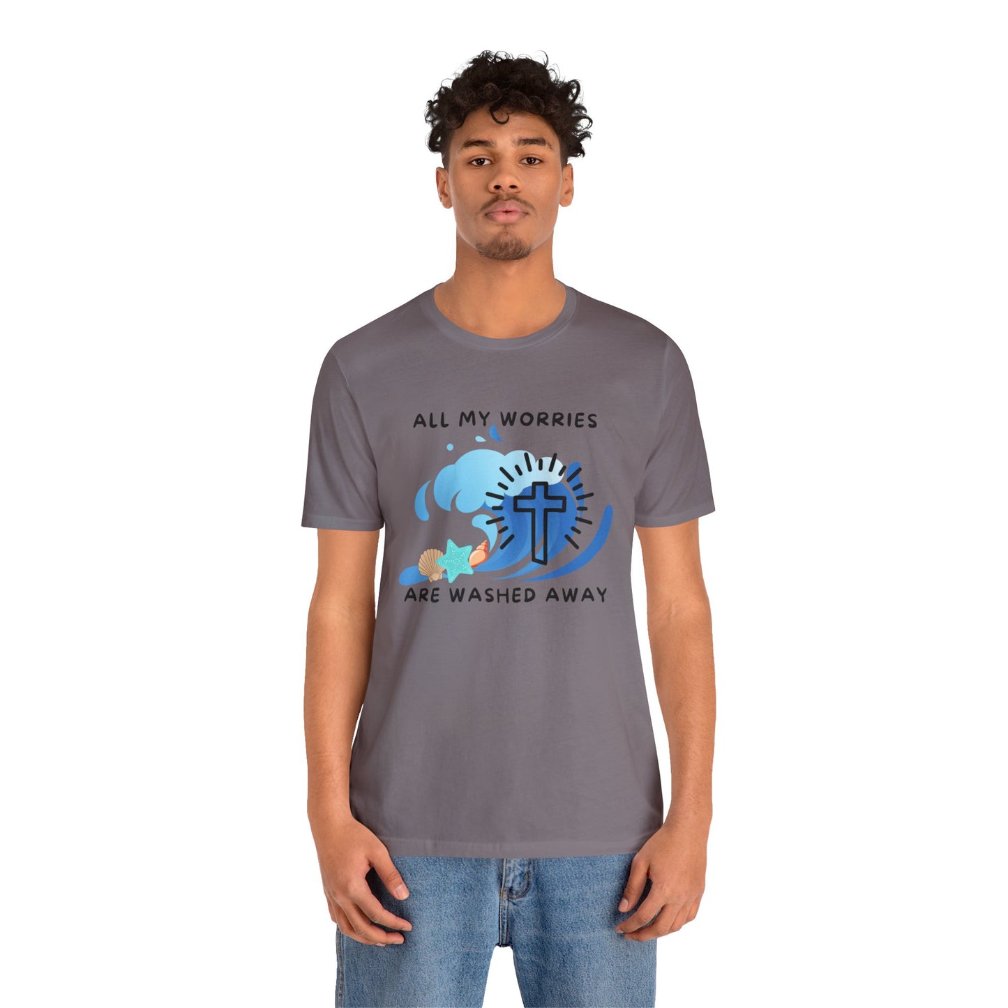 Christ Washed My Worries Away (Beach Theme) - T-Shirt