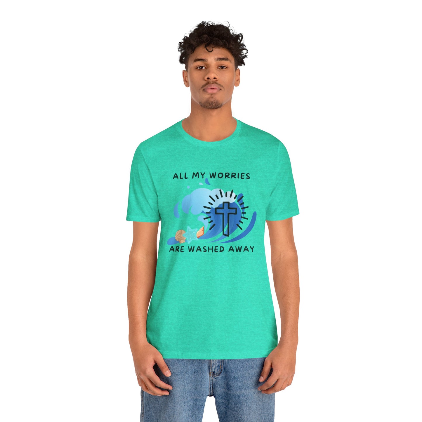Christ Washed My Worries Away (Beach Theme) - T-Shirt