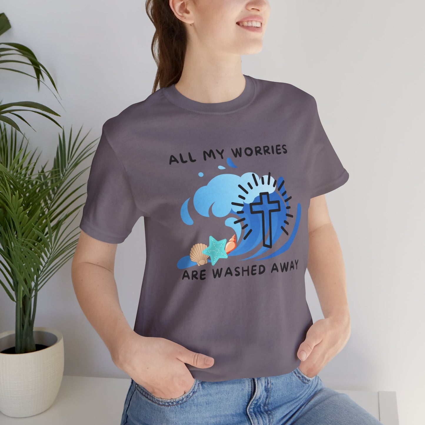 Christ Washed My Worries Away (Beach Theme) - T-Shirt
