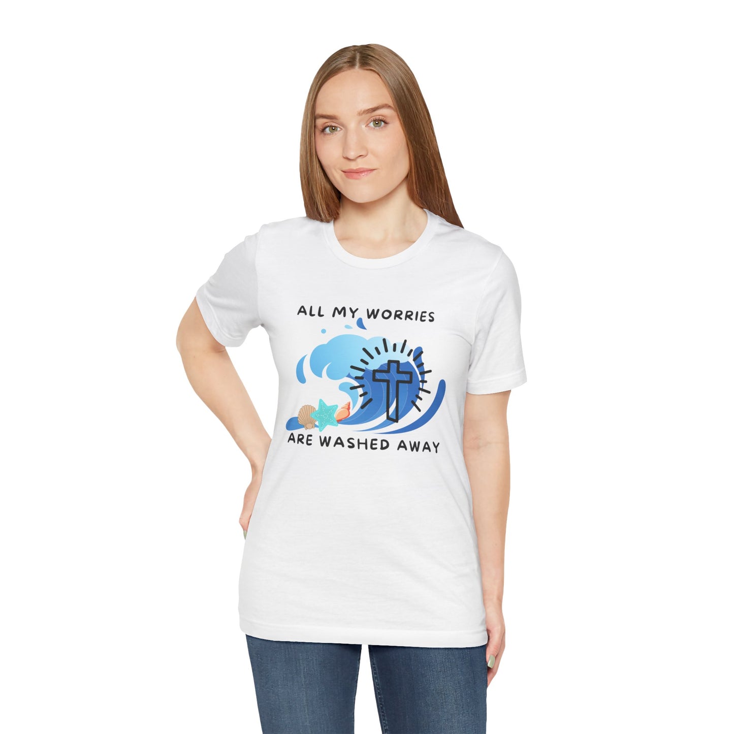 Christ Washed My Worries Away (Beach Theme) - T-Shirt