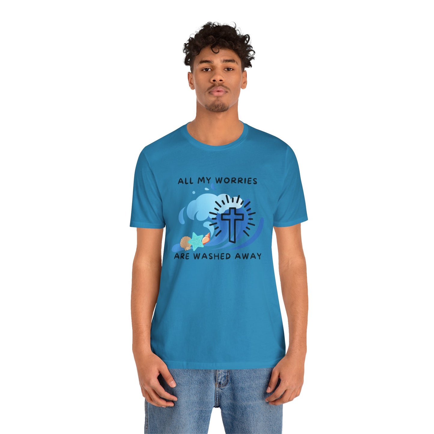 Christ Washed My Worries Away (Beach Theme) - T-Shirt