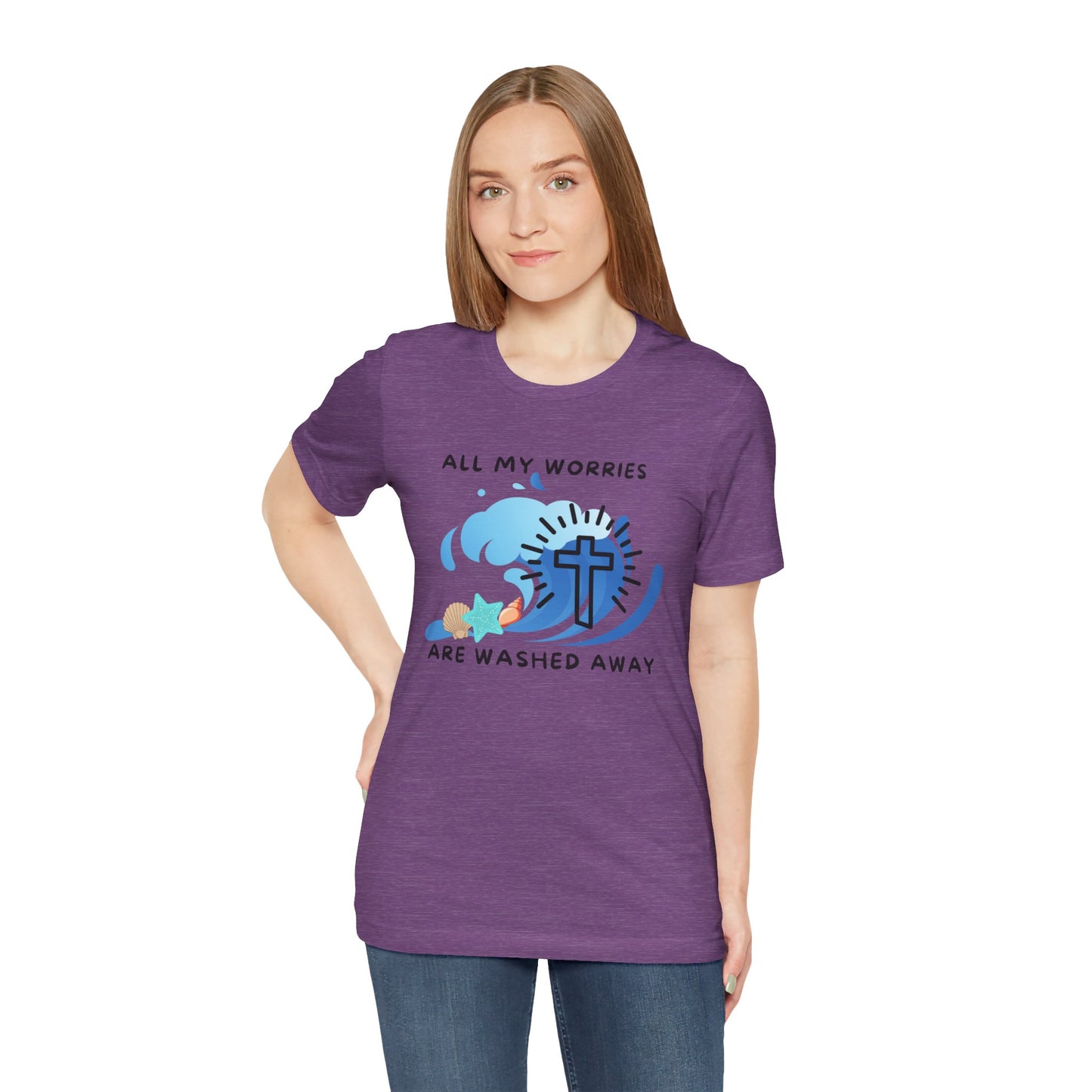 Christ Washed My Worries Away (Beach Theme) - T-Shirt