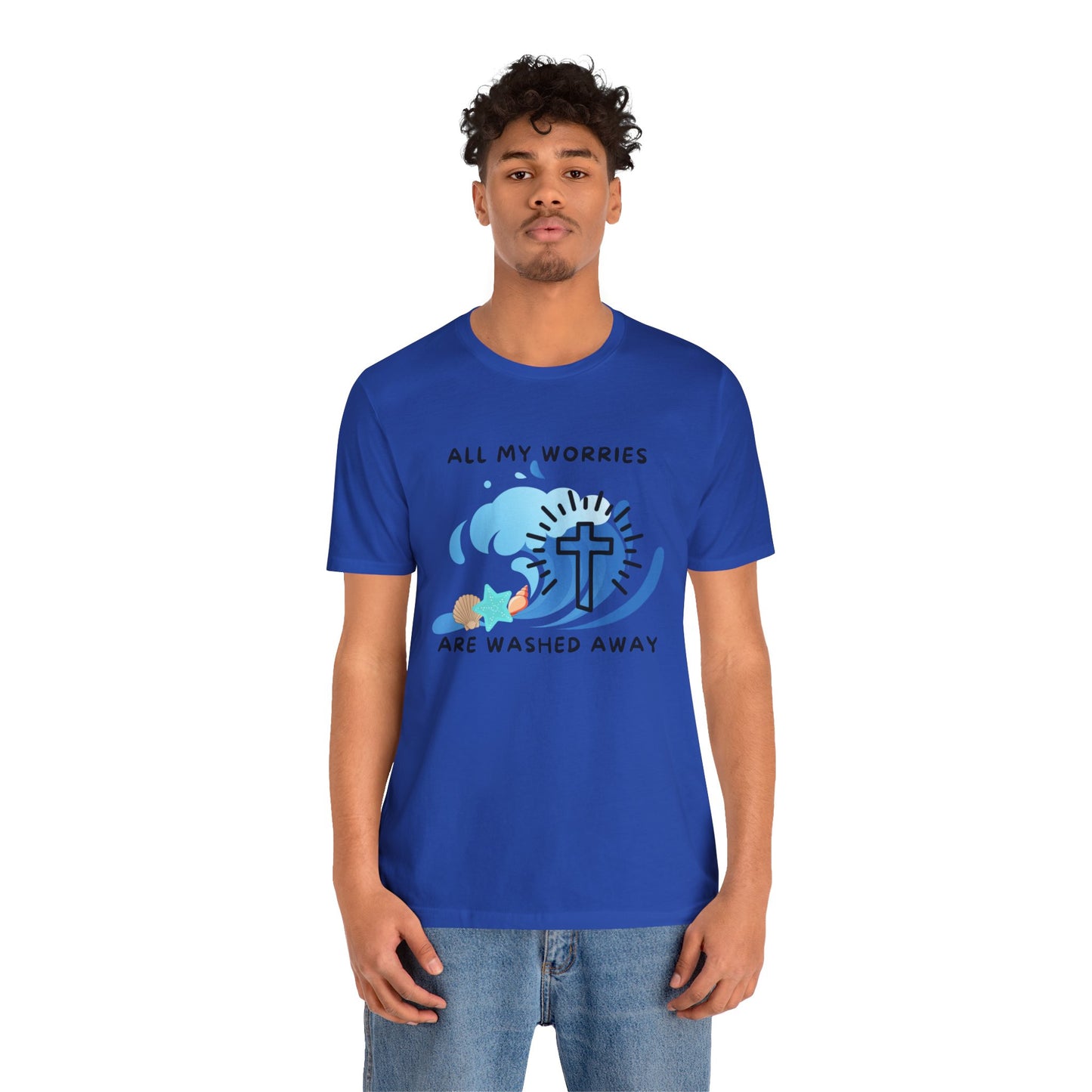 Christ Washed My Worries Away (Beach Theme) - T-Shirt
