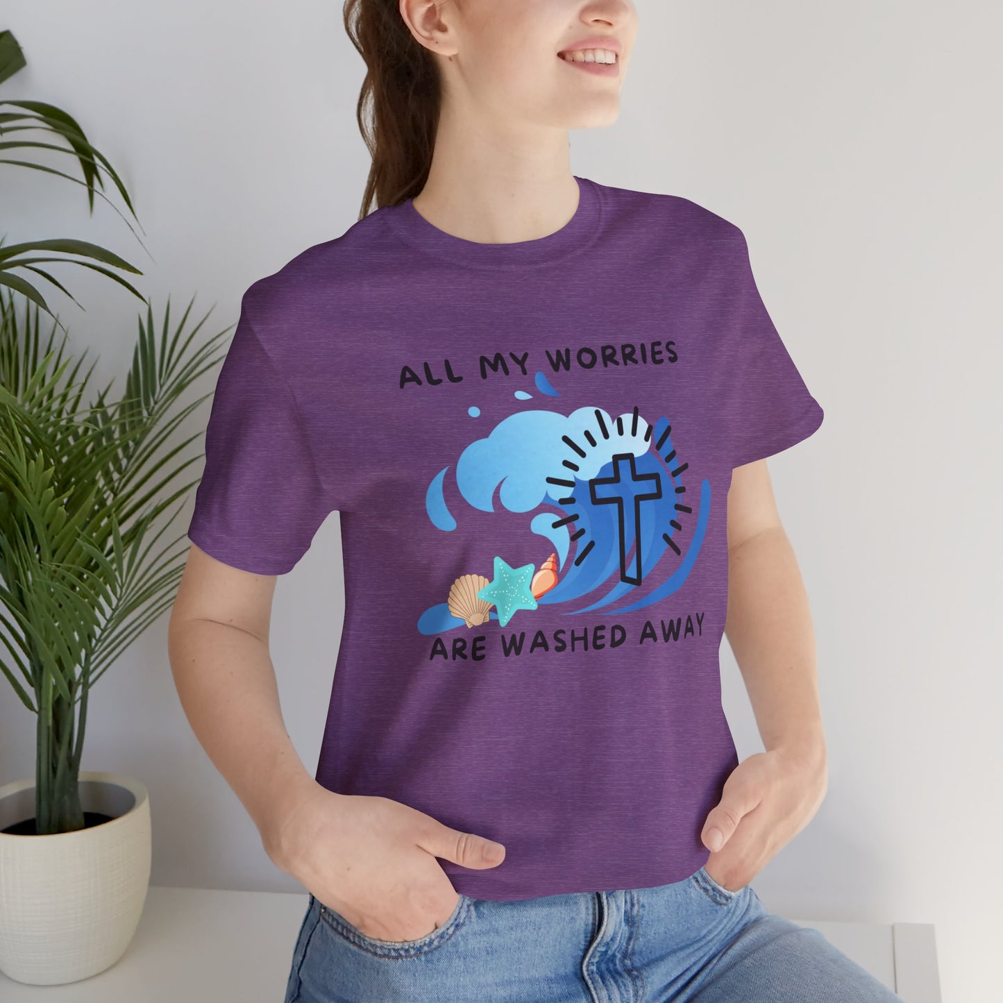 Christ Washed My Worries Away (Beach Theme) - T-Shirt
