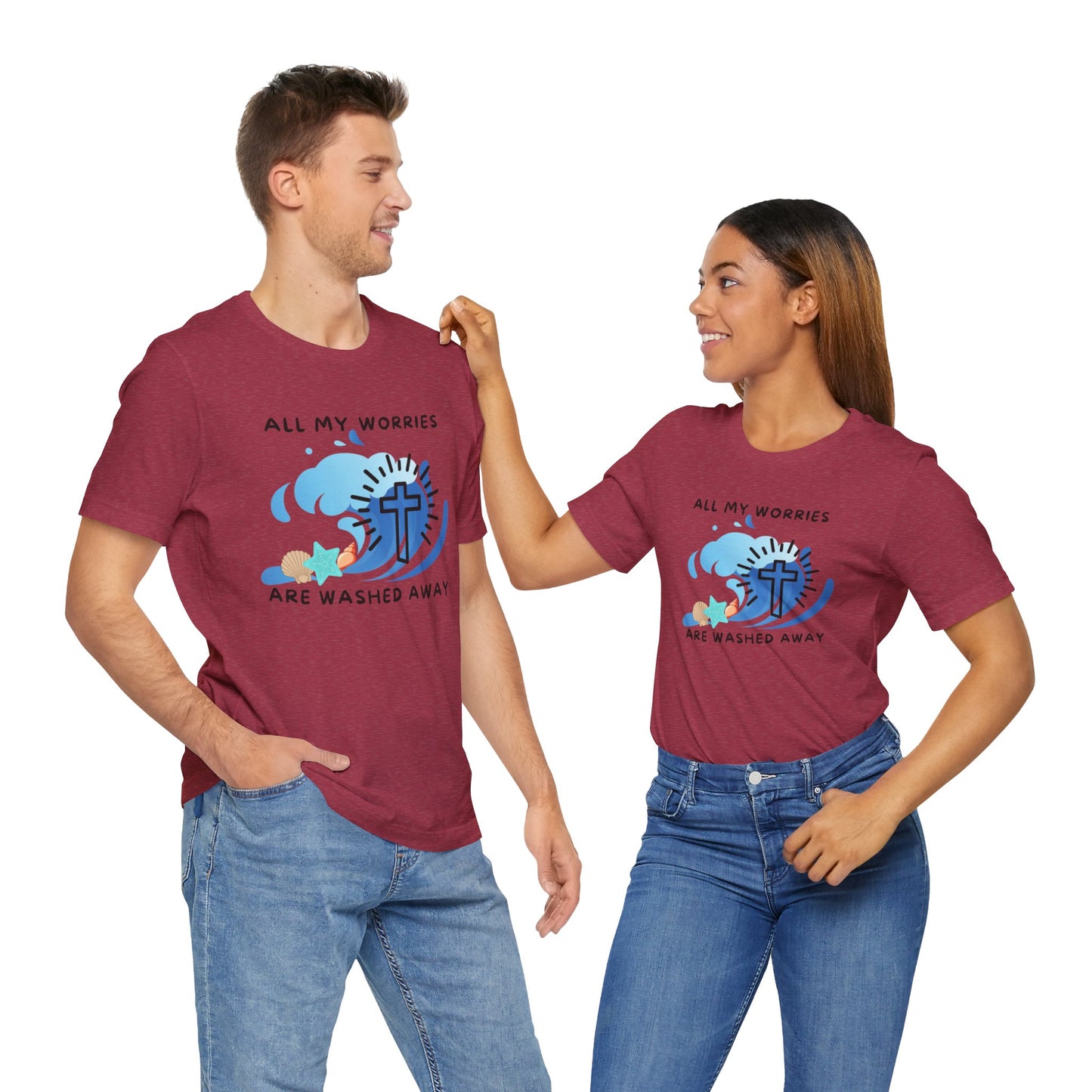 Christ Washed My Worries Away (Beach Theme) - T-Shirt
