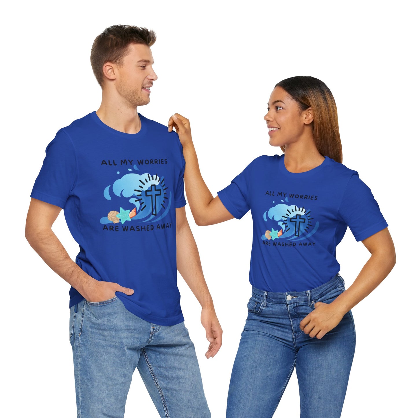 Christ Washed My Worries Away (Beach Theme) - T-Shirt