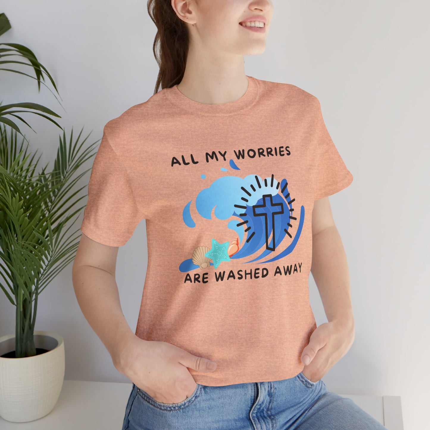 Christ Washed My Worries Away (Beach Theme) - T-Shirt
