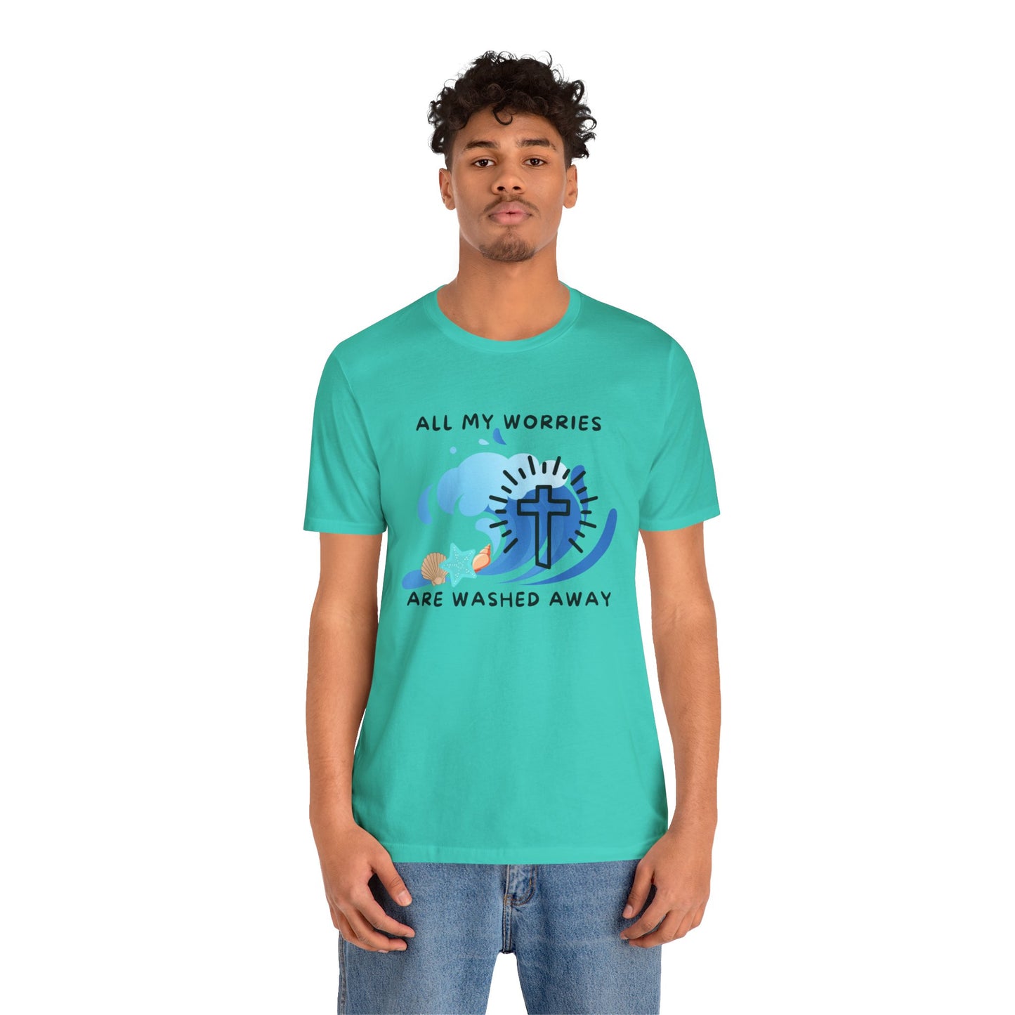 Christ Washed My Worries Away (Beach Theme) - T-Shirt