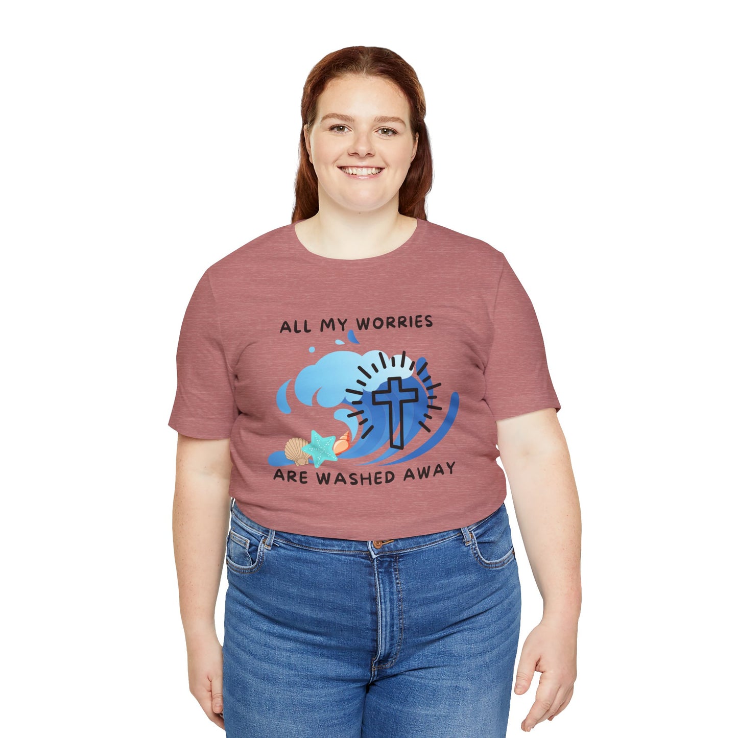 Christ Washed My Worries Away (Beach Theme) - T-Shirt