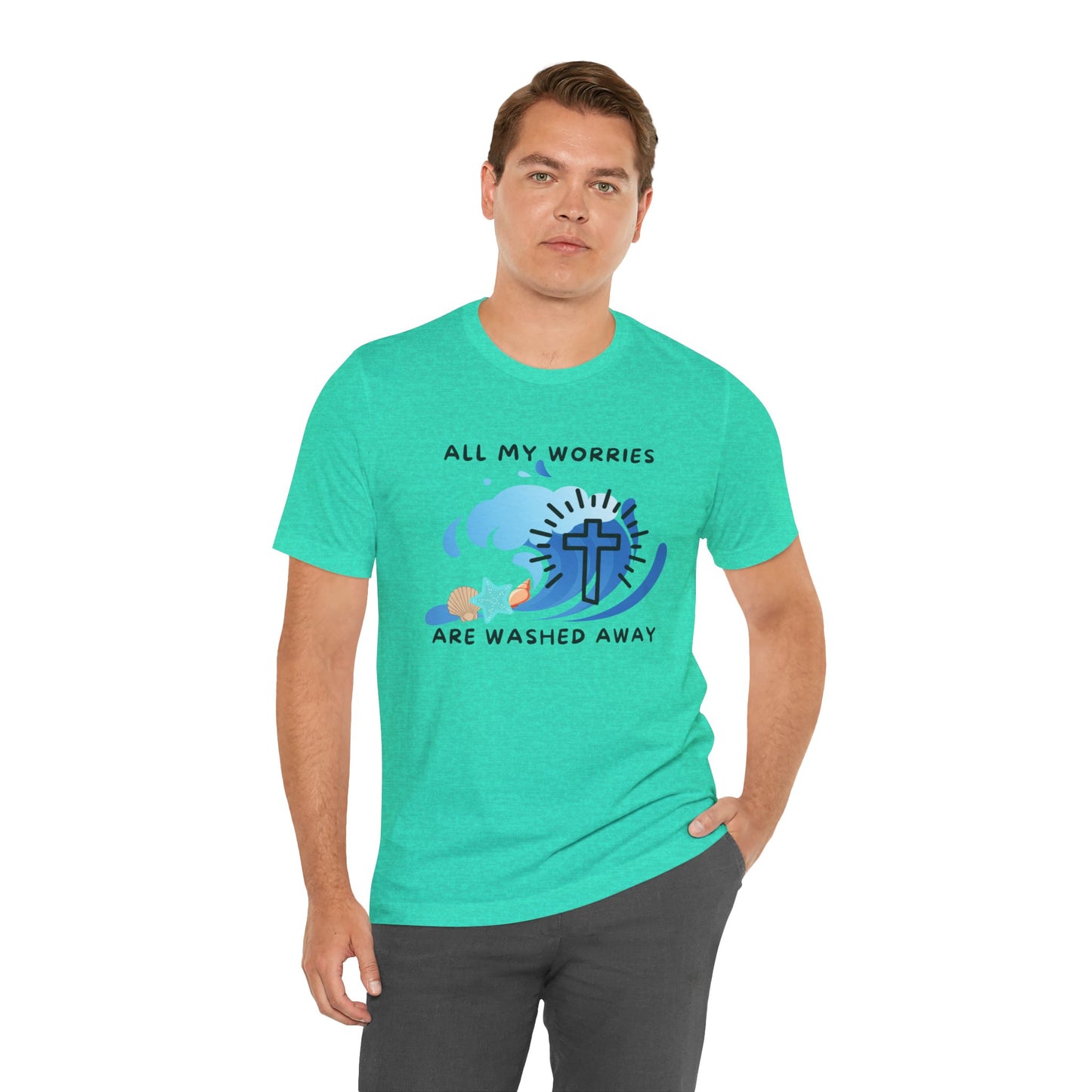 Christ Washed My Worries Away (Beach Theme) - T-Shirt