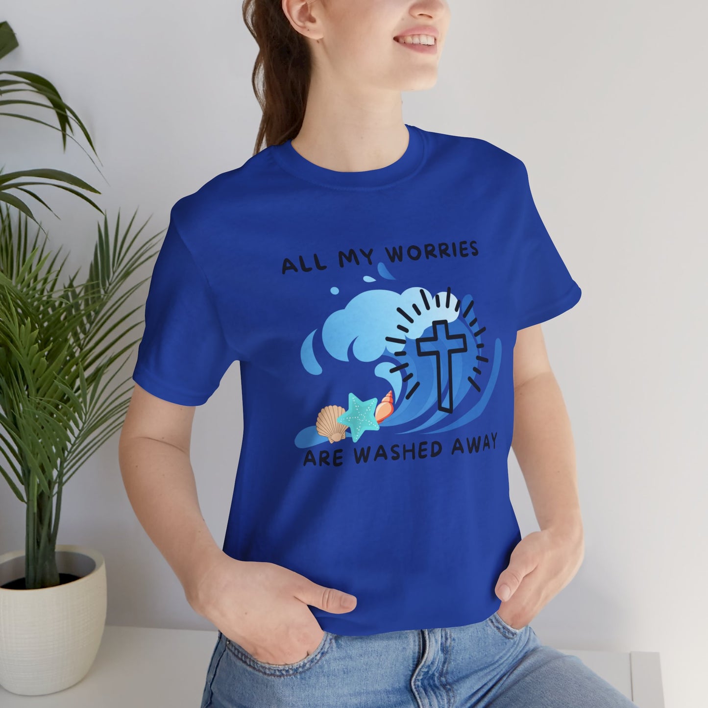 Christ Washed My Worries Away (Beach Theme) - T-Shirt