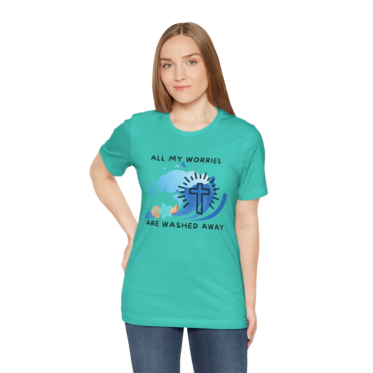 Christ Washed My Worries Away (Beach Theme) - T-Shirt