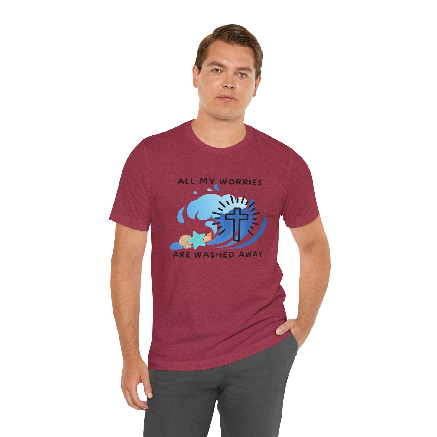 Christ Washed My Worries Away (Beach Theme) - T-Shirt