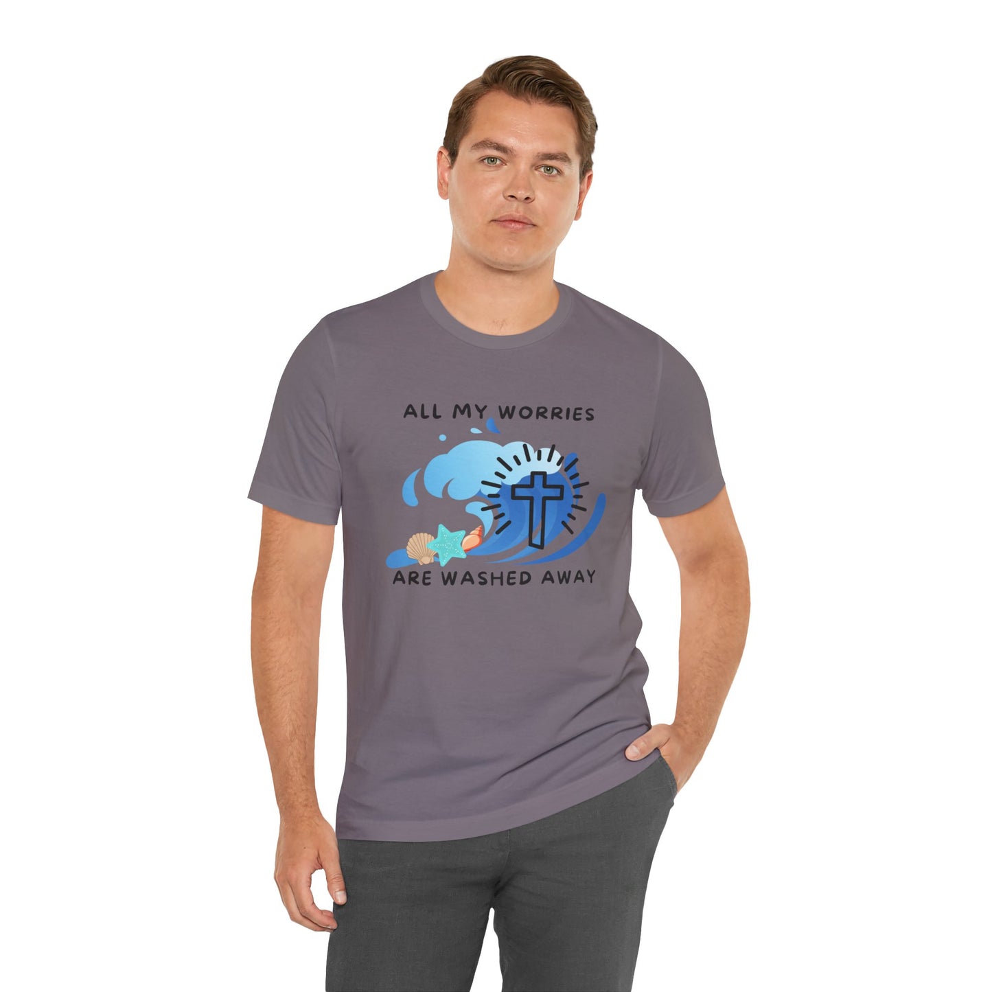 Christ Washed My Worries Away (Beach Theme) - T-Shirt