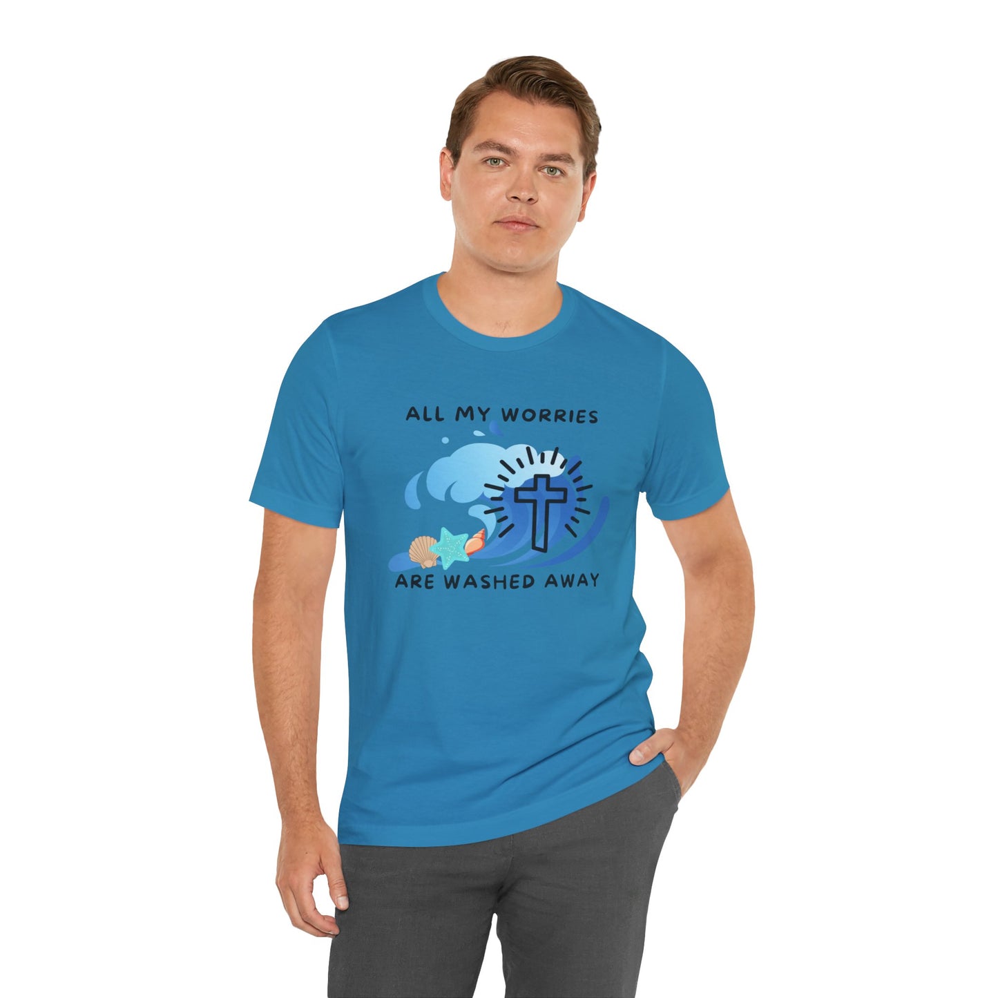Christ Washed My Worries Away (Beach Theme) - T-Shirt