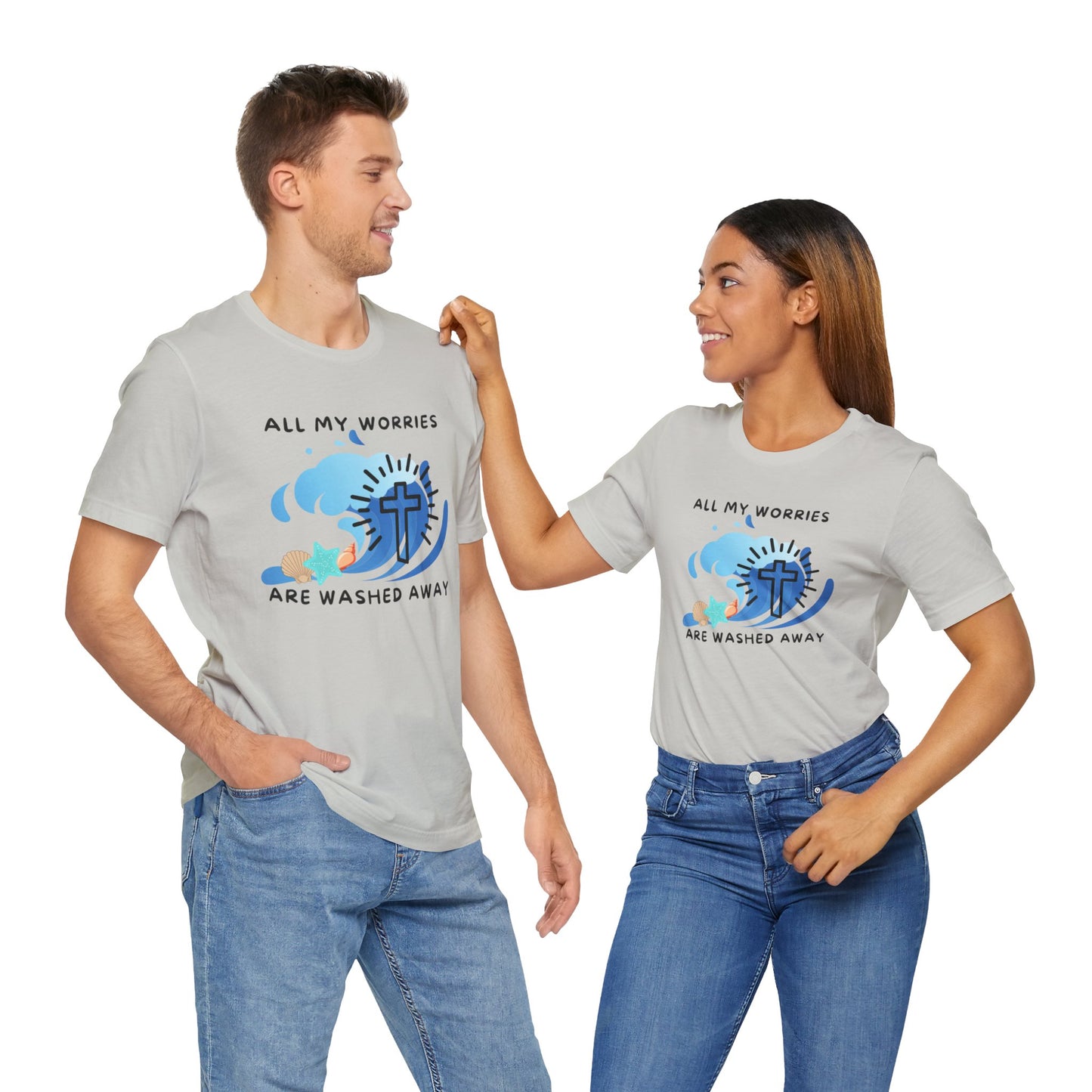 Christ Washed My Worries Away (Beach Theme) - T-Shirt