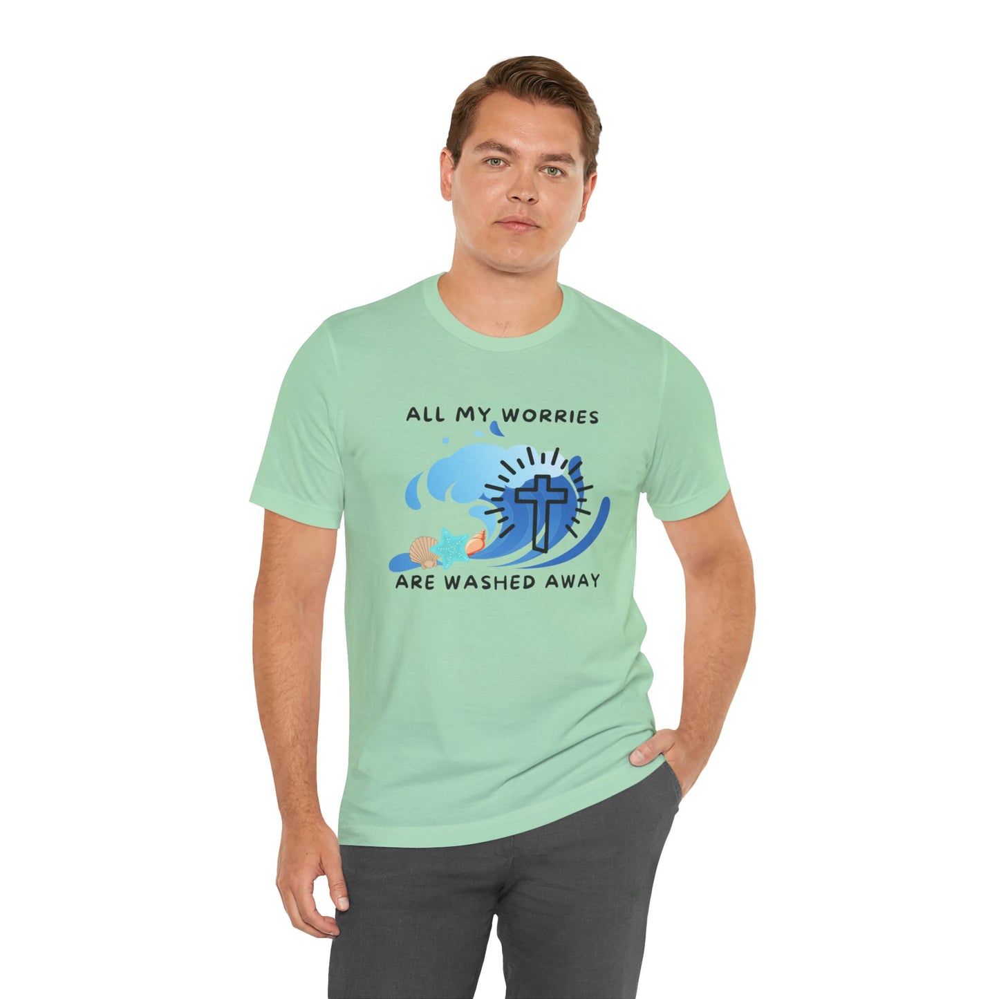 Christ Washed My Worries Away (Beach Theme) - T-Shirt