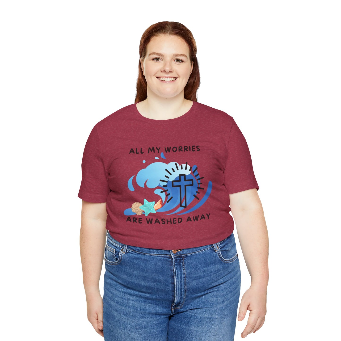 Christ Washed My Worries Away (Beach Theme) - T-Shirt
