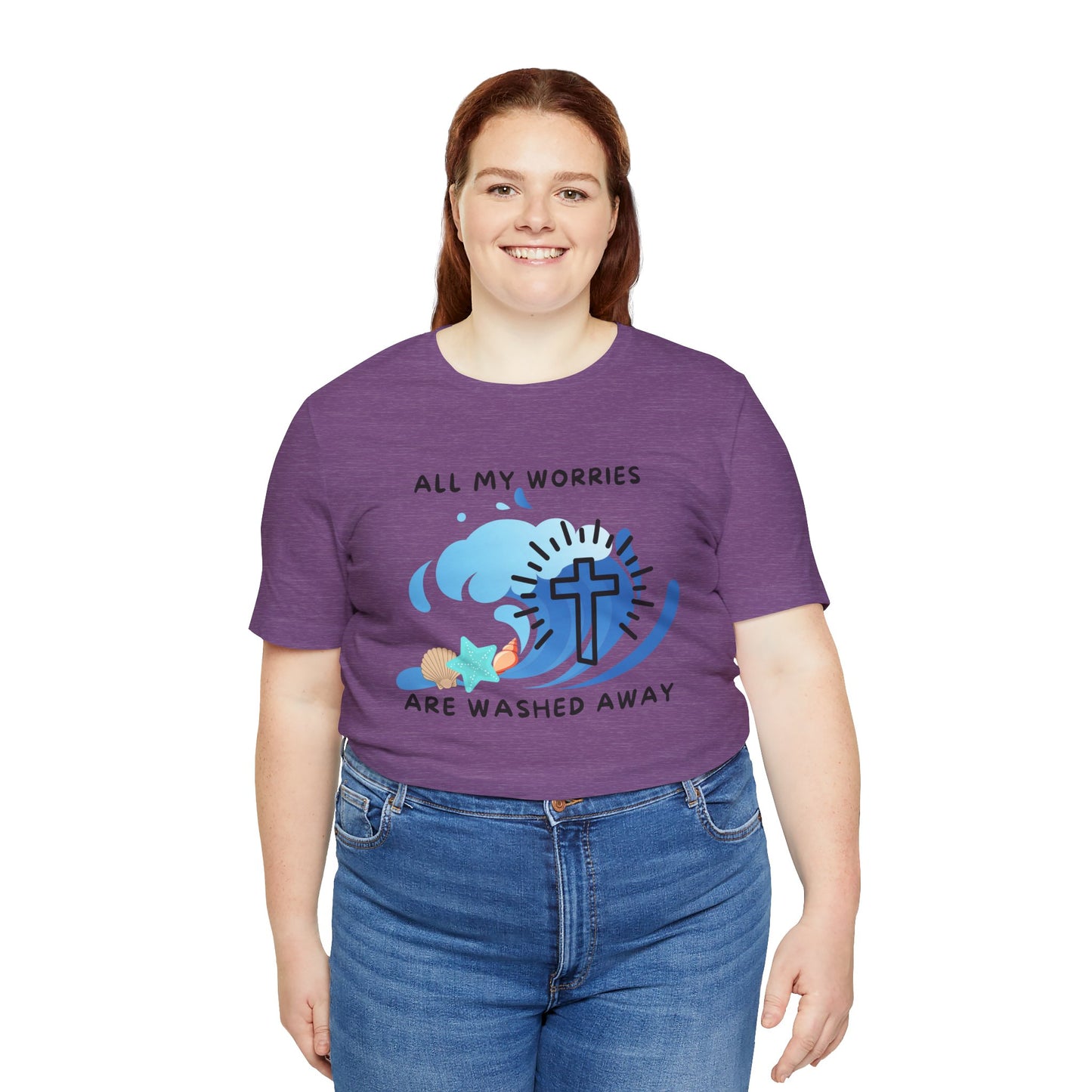 Christ Washed My Worries Away (Beach Theme) - T-Shirt