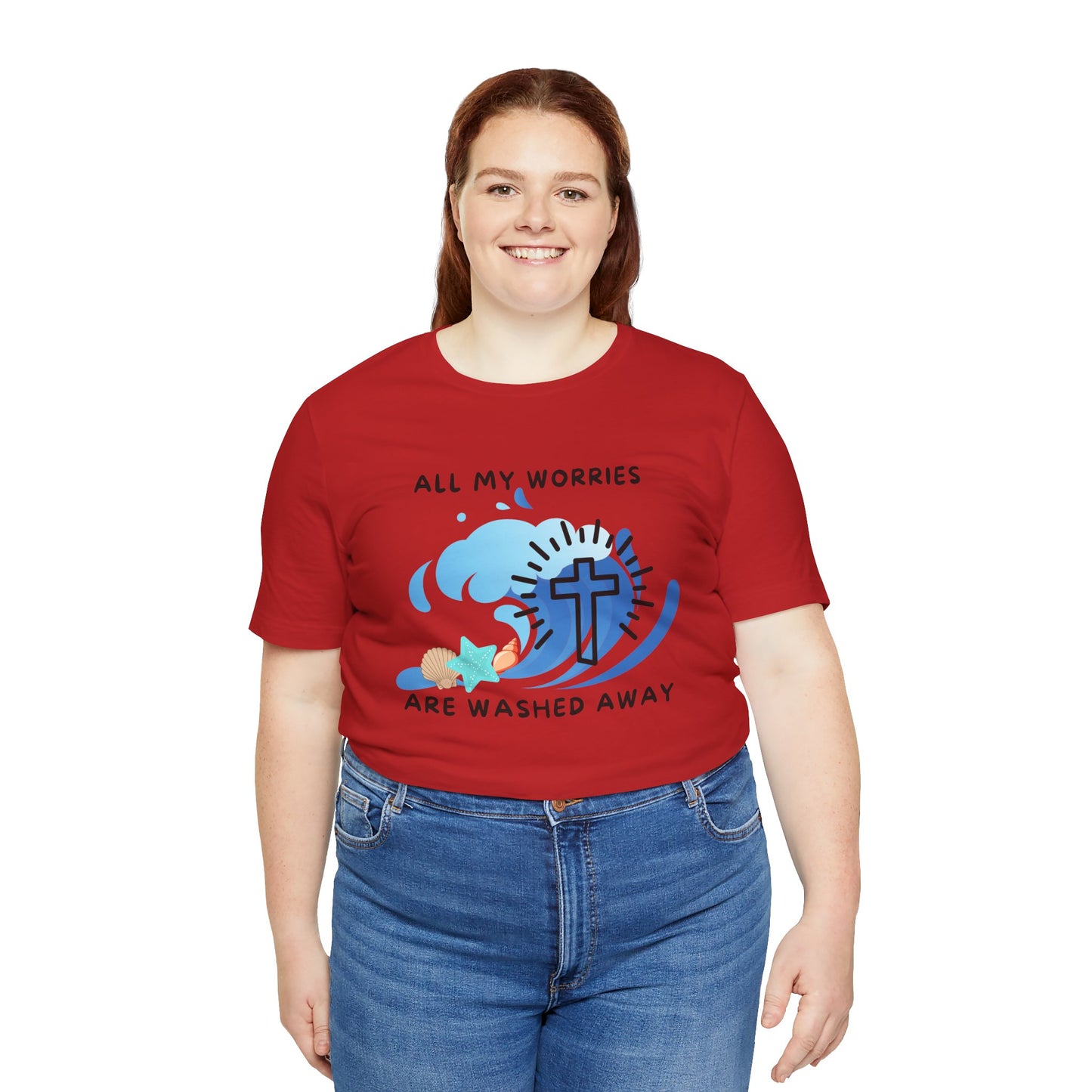 Christ Washed My Worries Away (Beach Theme) - T-Shirt