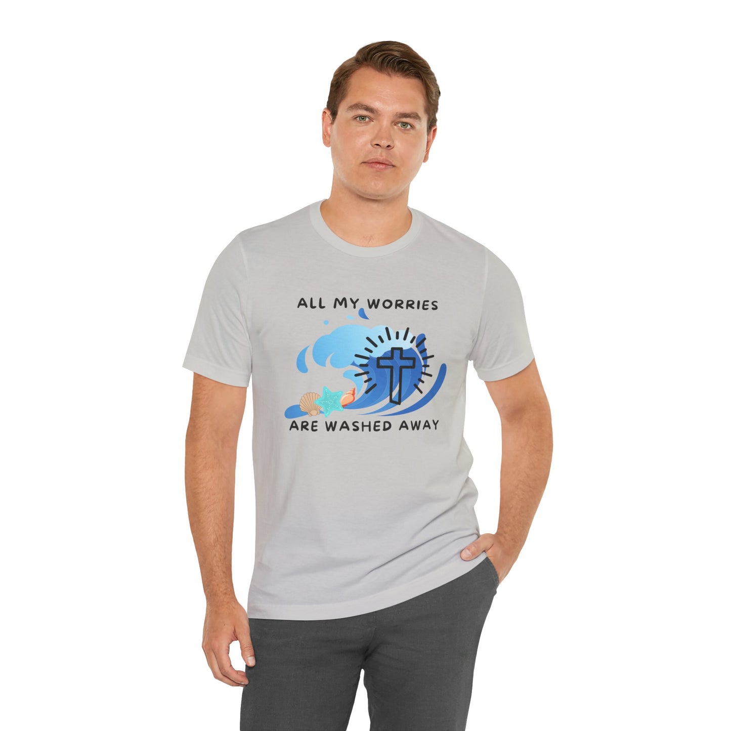 Christ Washed My Worries Away (Beach Theme) - T-Shirt