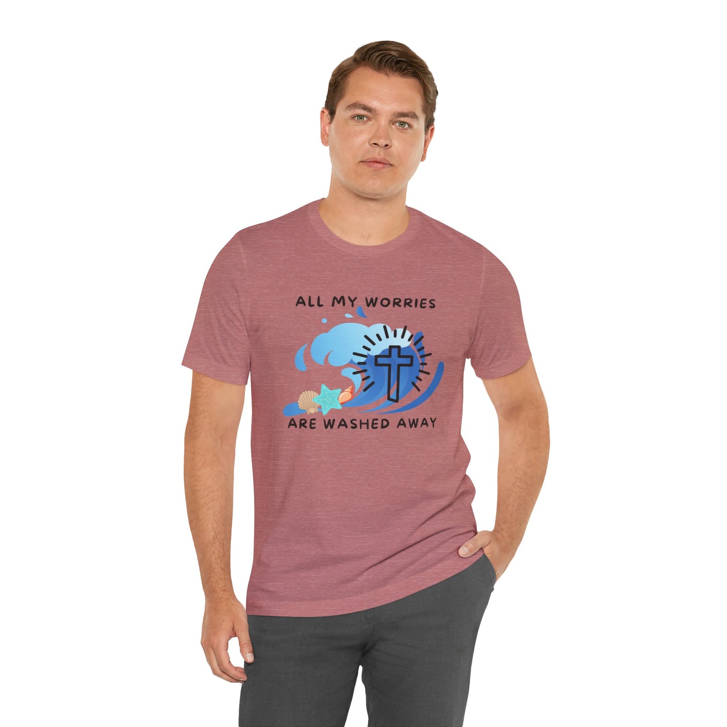 Christ Washed My Worries Away (Beach Theme) - T-Shirt