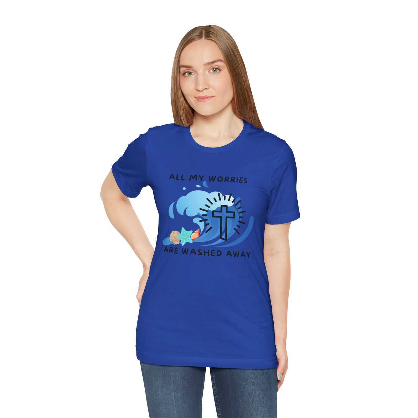 Christ Washed My Worries Away (Beach Theme) - T-Shirt
