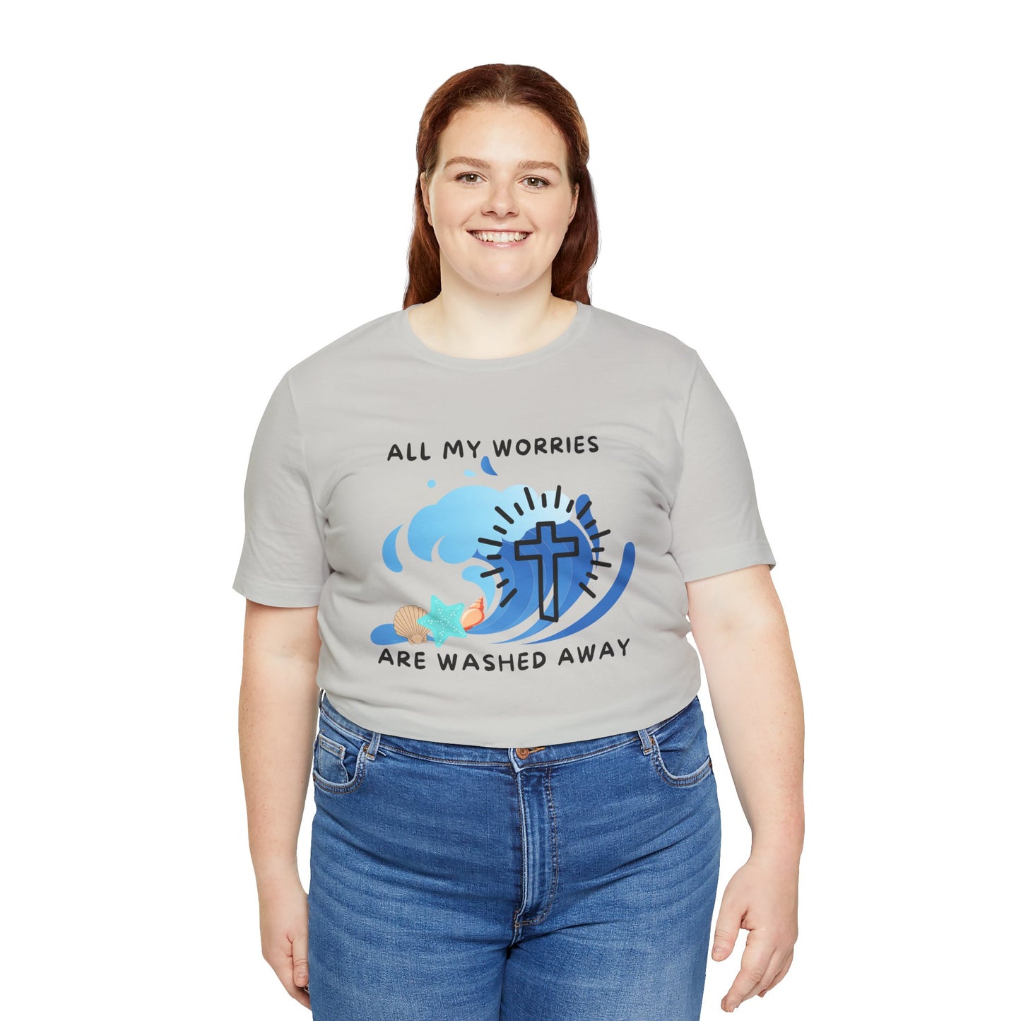 Christ Washed My Worries Away (Beach Theme) - T-Shirt