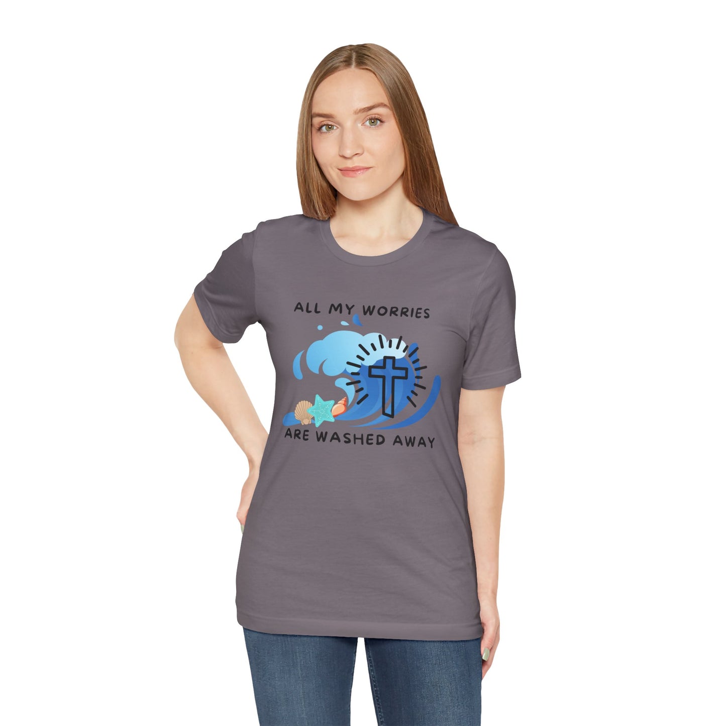 Christ Washed My Worries Away (Beach Theme) - T-Shirt