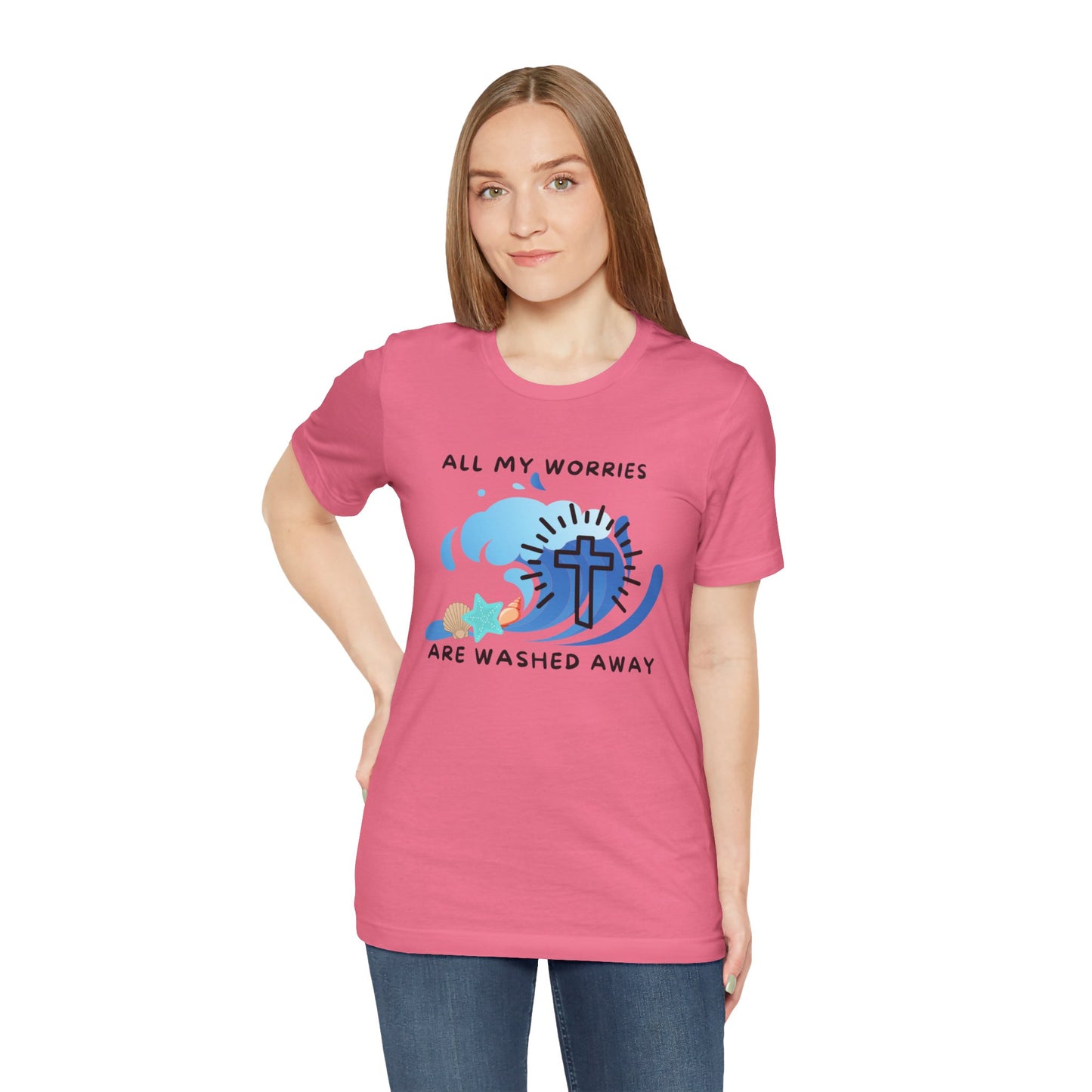 Christ Washed My Worries Away (Beach Theme) - T-Shirt