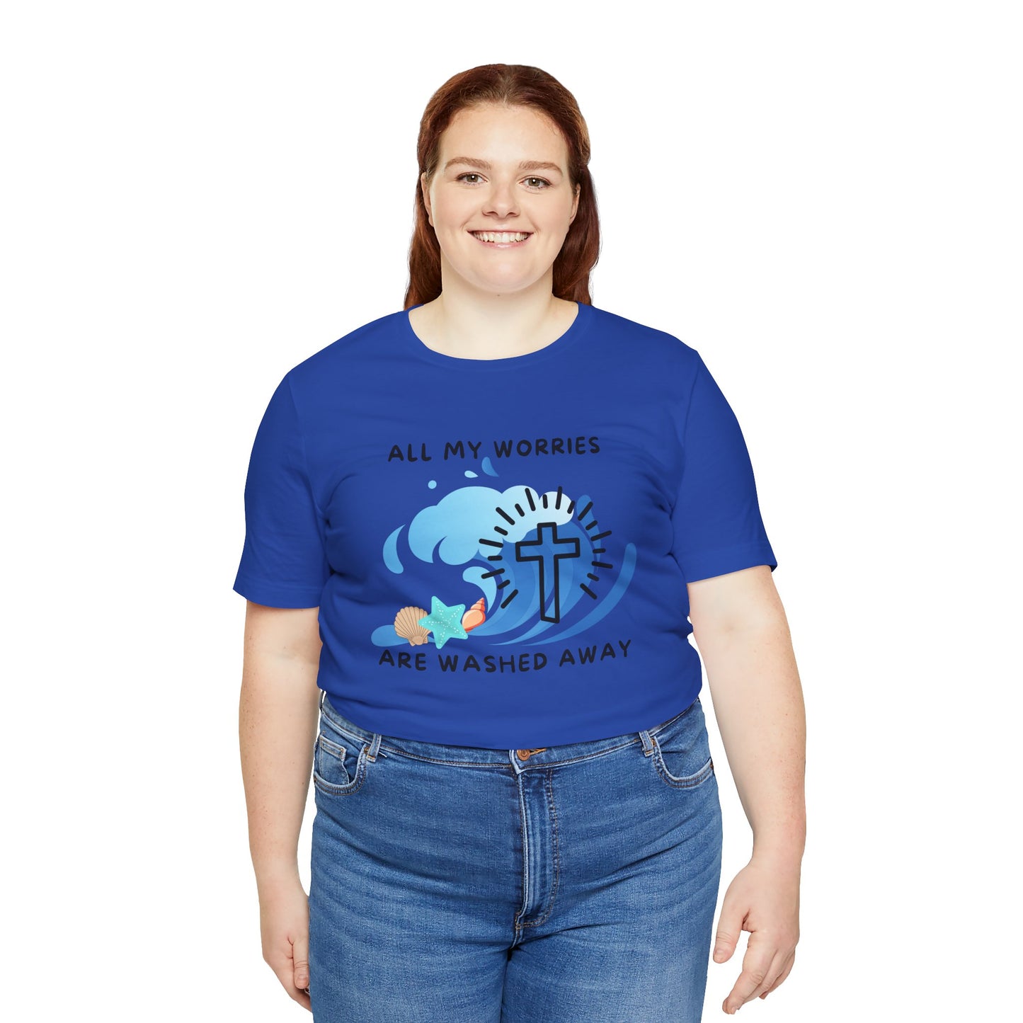 Christ Washed My Worries Away (Beach Theme) - T-Shirt