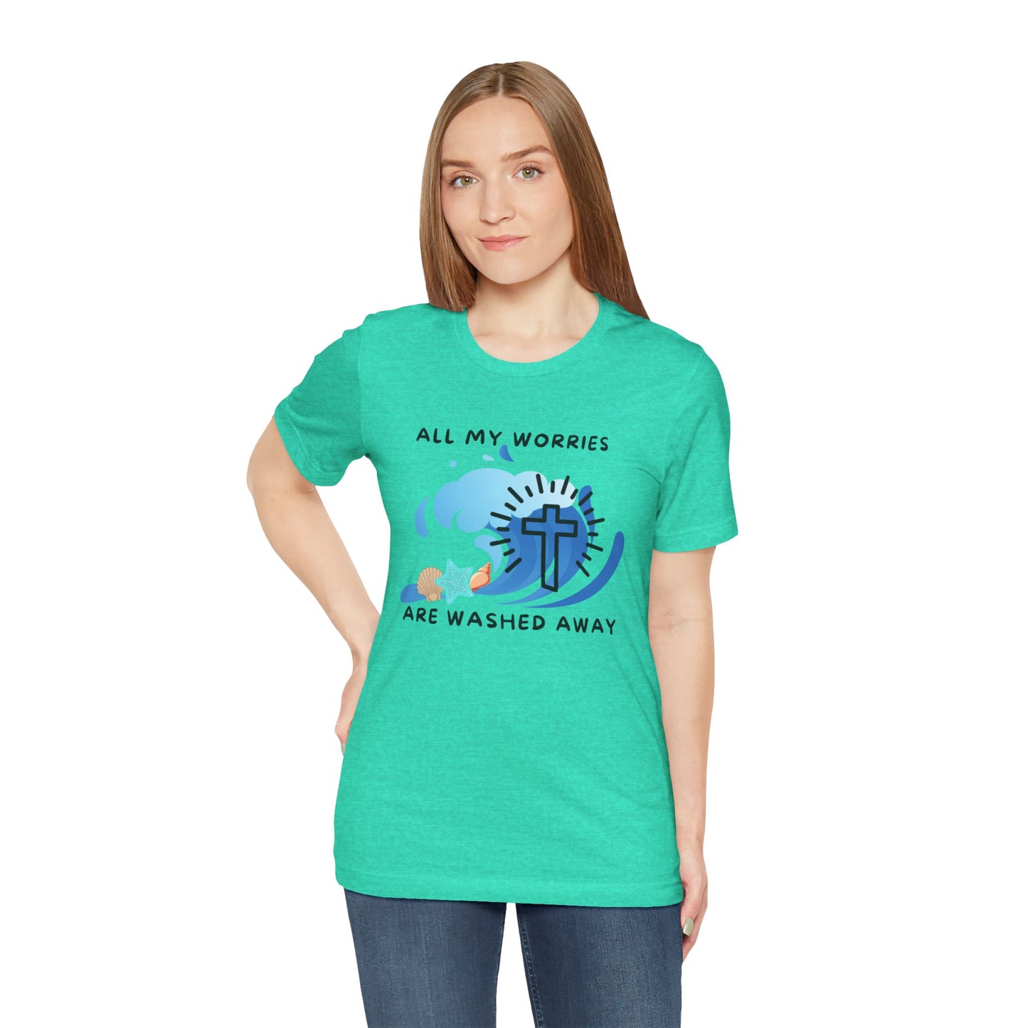Christ Washed My Worries Away (Beach Theme) - T-Shirt