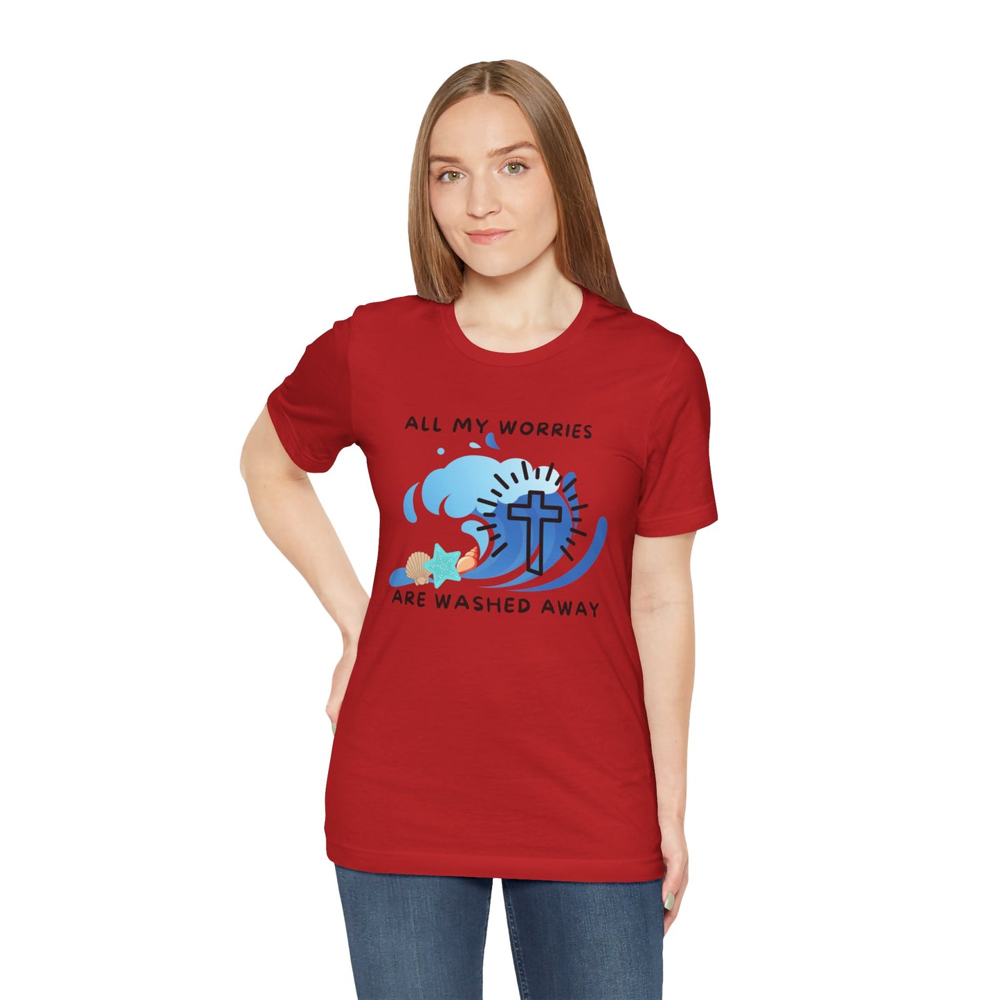 Christ Washed My Worries Away (Beach Theme) - T-Shirt