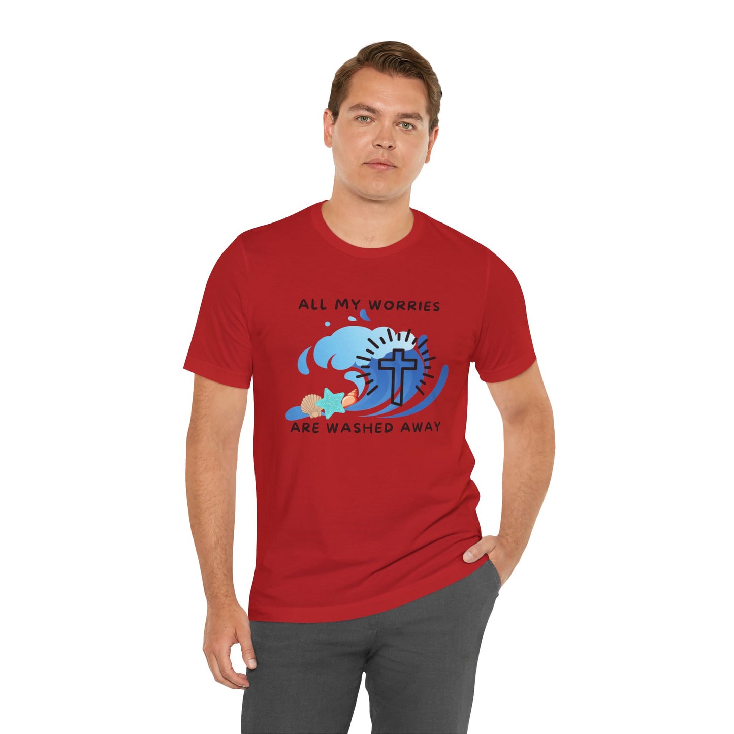 Christ Washed My Worries Away (Beach Theme) - T-Shirt
