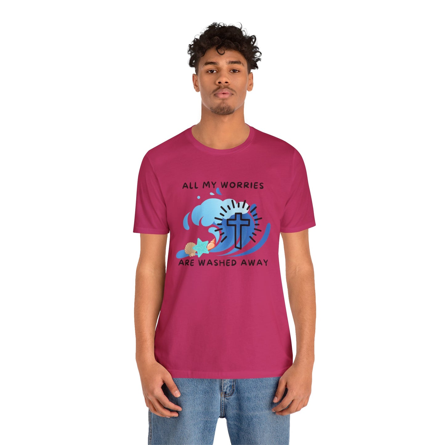 Christ Washed My Worries Away (Beach Theme) - T-Shirt
