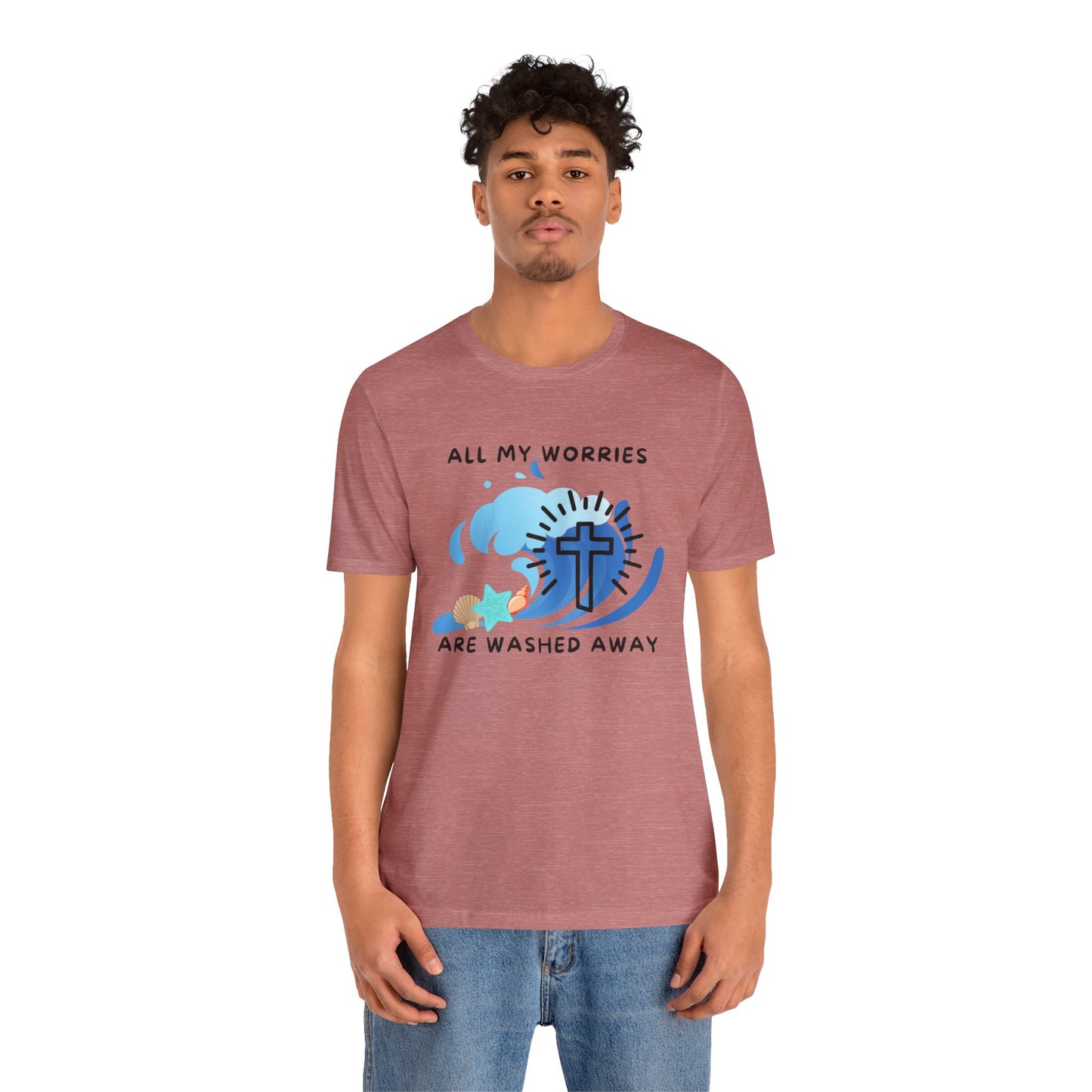 Christ Washed My Worries Away (Beach Theme) - T-Shirt