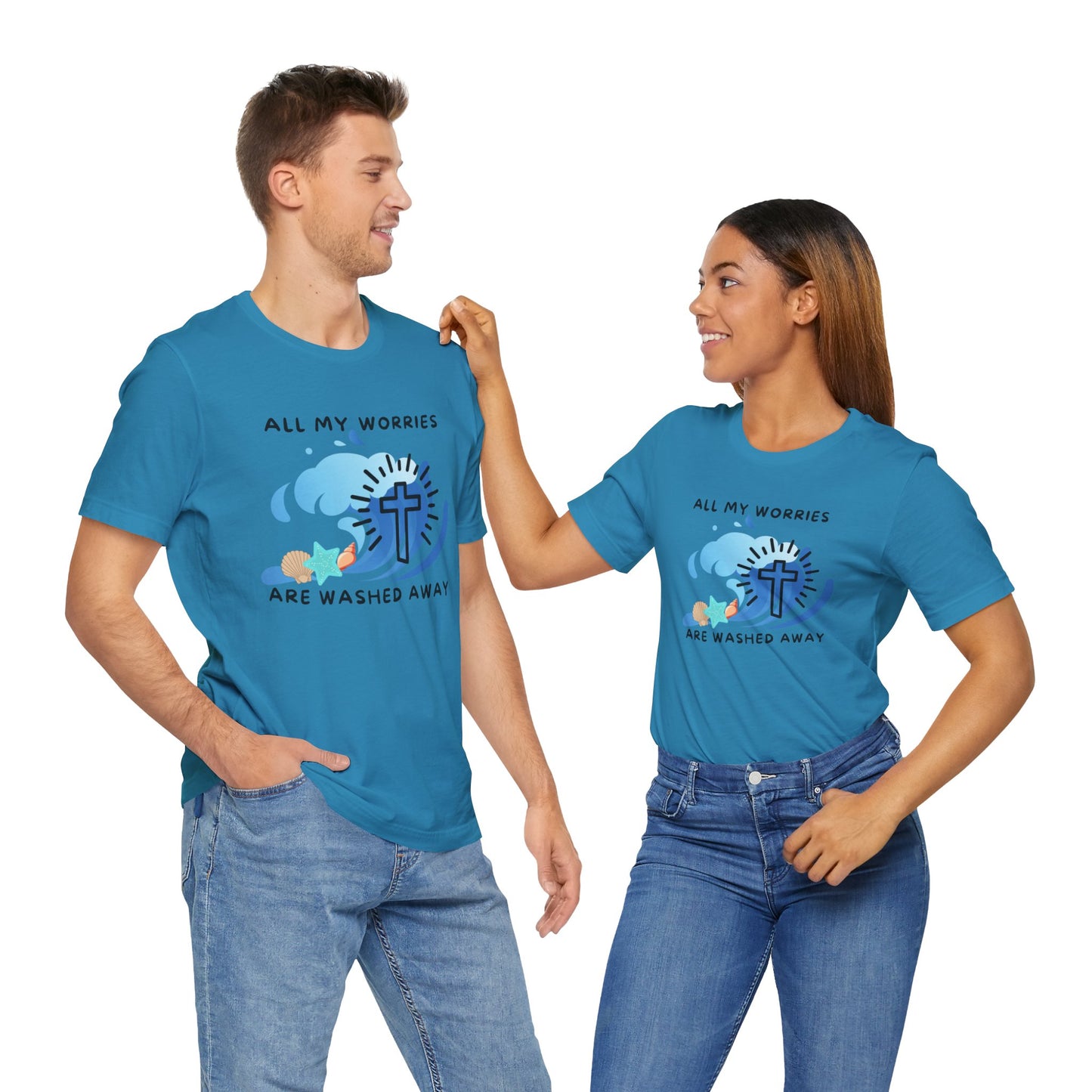 Christ Washed My Worries Away (Beach Theme) - T-Shirt
