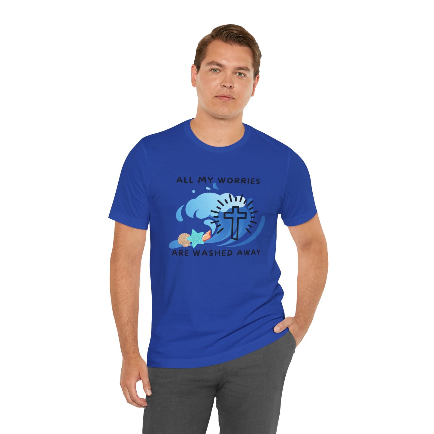 Christ Washed My Worries Away (Beach Theme) - T-Shirt